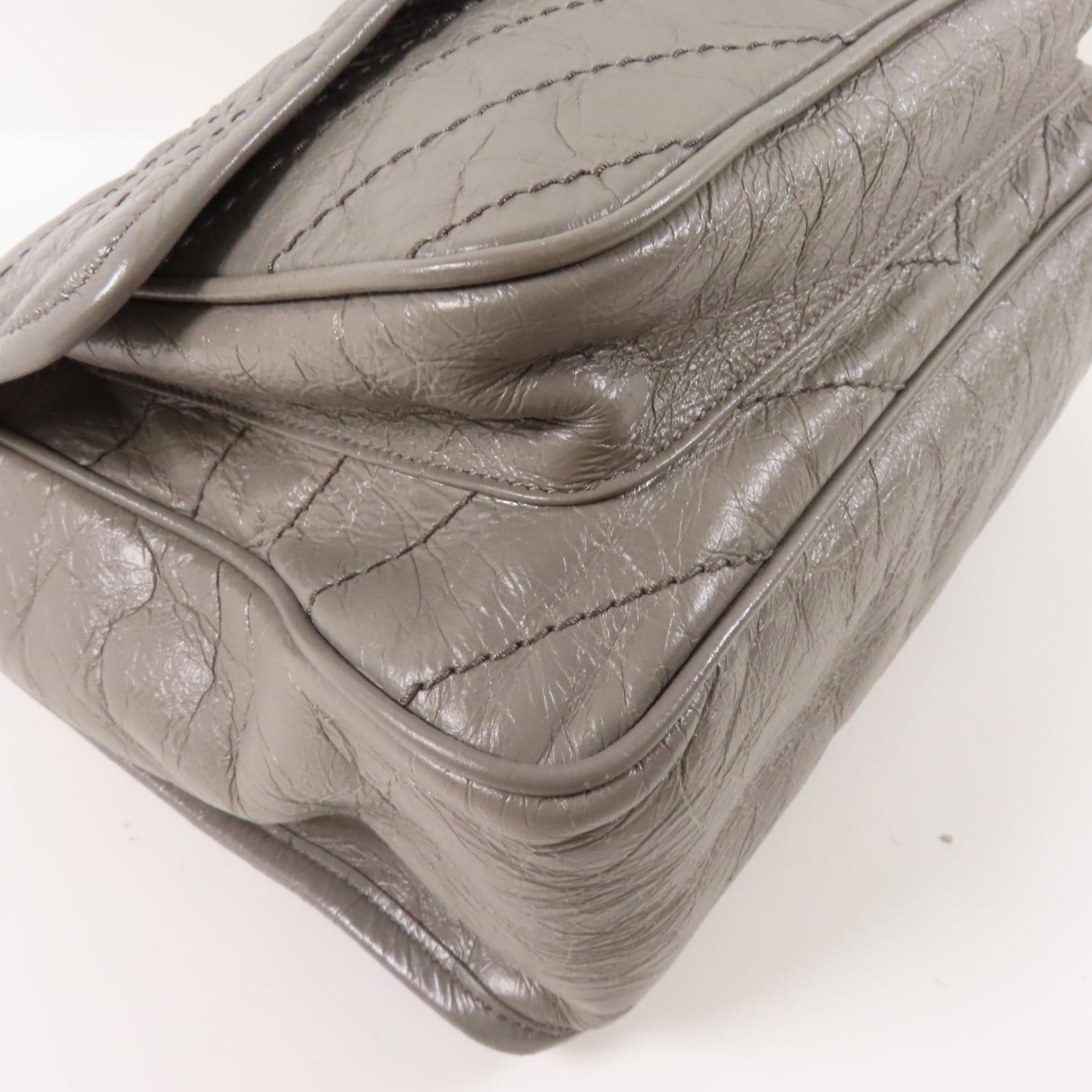 SAINT LAURENT 牛皮皮革Niki Bag銀扣鏈帶肩背袋灰色