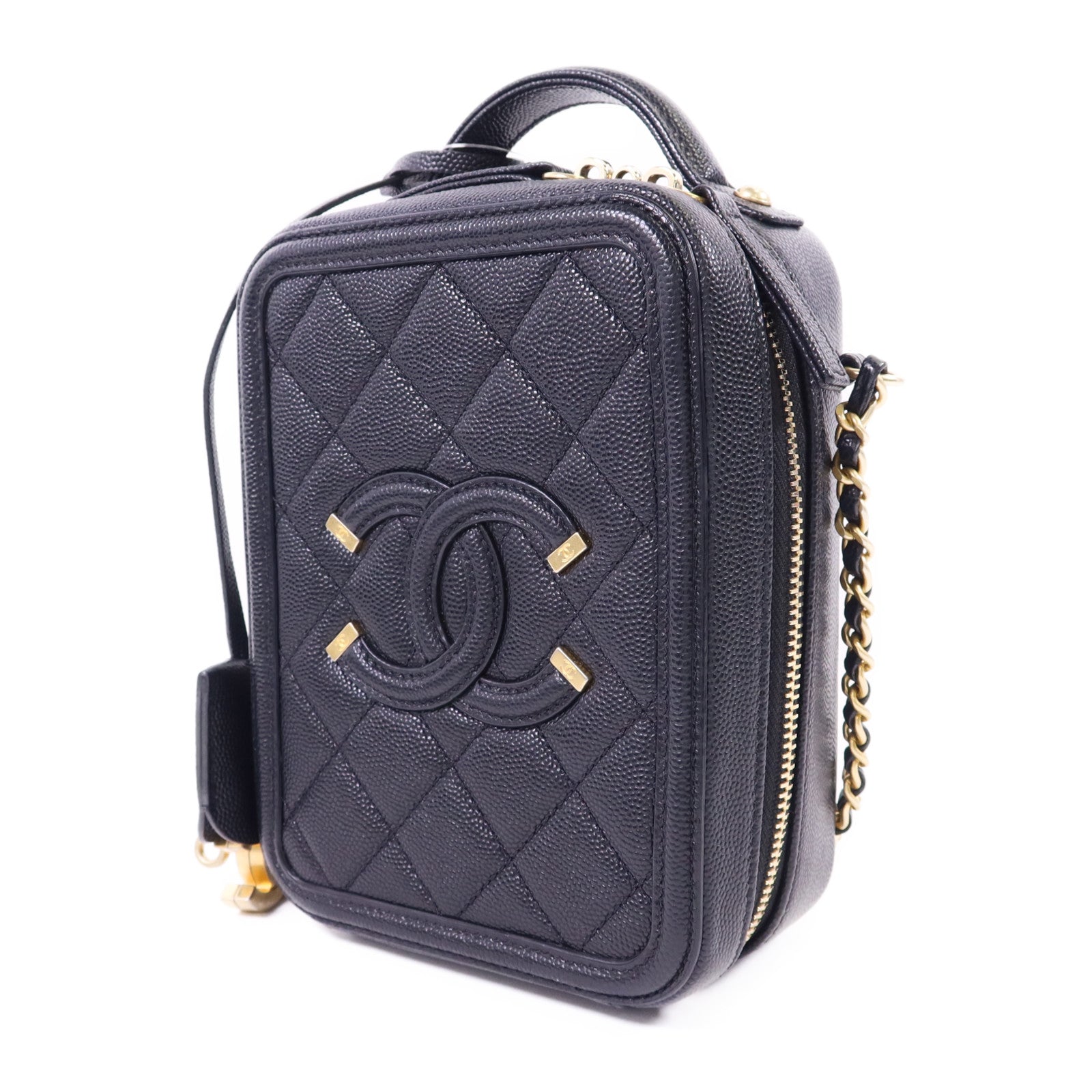 CHANEL 牛皮皮革Vanity Case金扣手挽肩背兩用袋