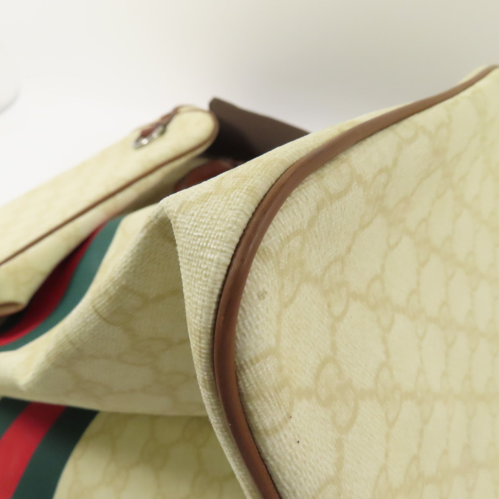 GUCCI 塗層帆布Boston Bag銀扣波士頓包