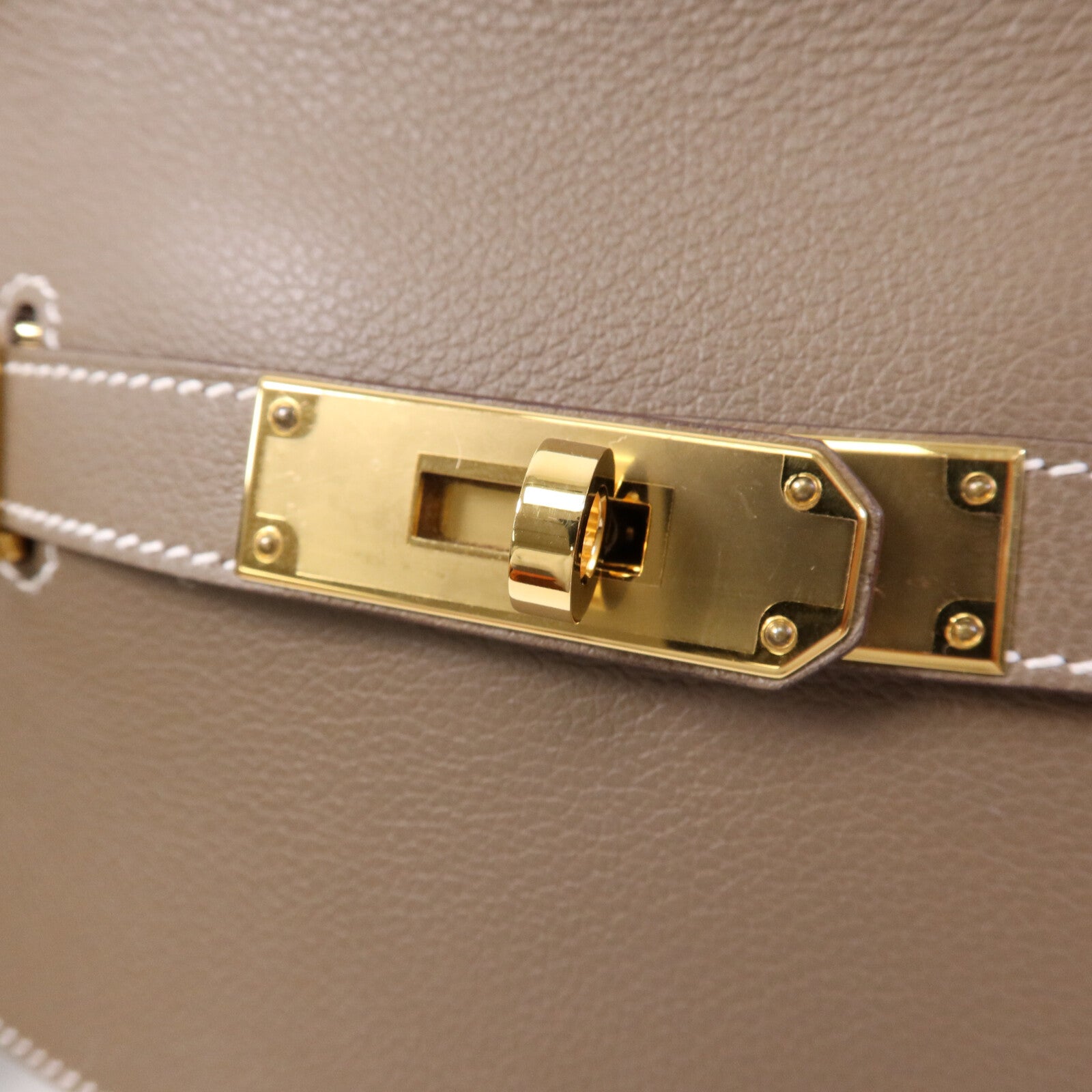 HERMES Evercolor皮革Jypsiere Mini金扣肩背袋Etoupe