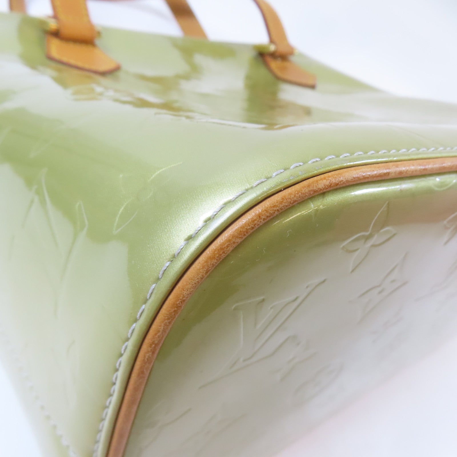 LOUIS VUITTON Vernis Huston金扣手挽袋綠色