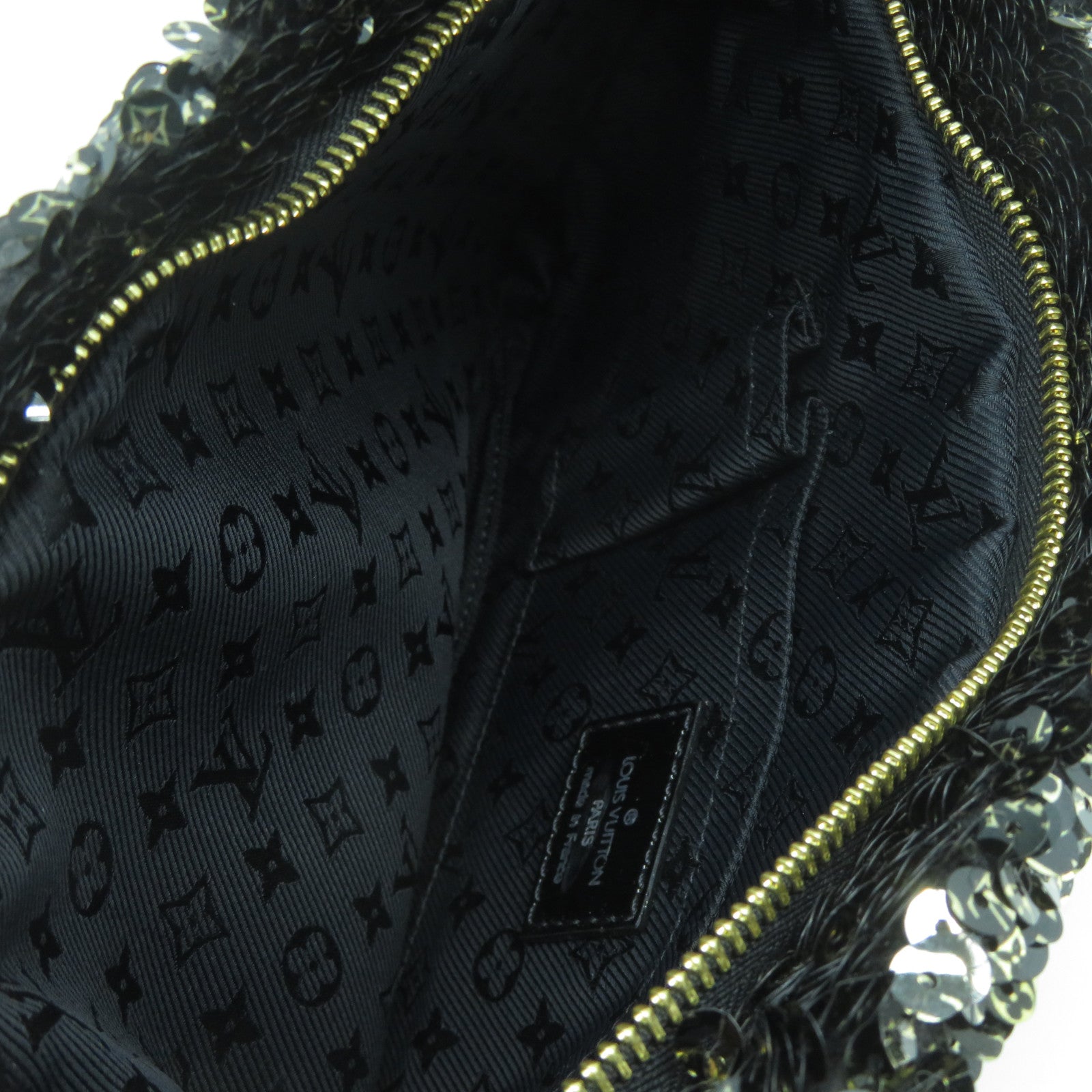 LOUIS VUITTON 【激減優惠】珠片Pochette Rococo Clutch金扣手拿包黑色/金色