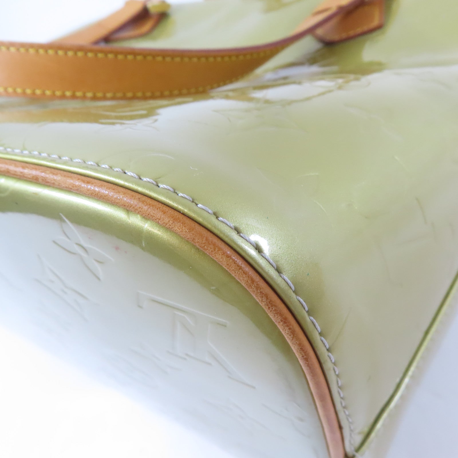 LOUIS VUITTON Vernis Huston金扣手挽袋綠色
