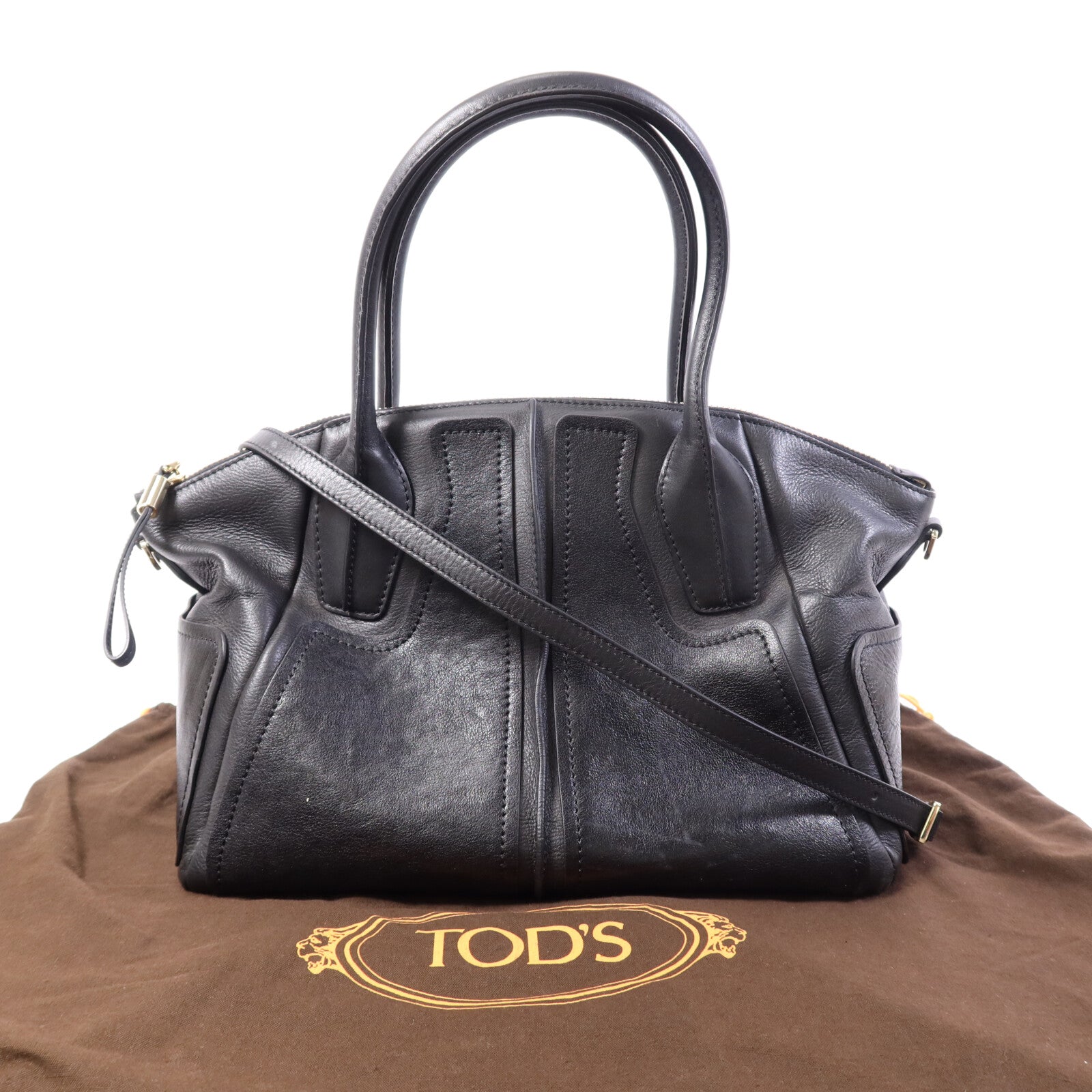 TOD'S 牛皮皮革2 Way Shoulder Bag銀扣肩背袋