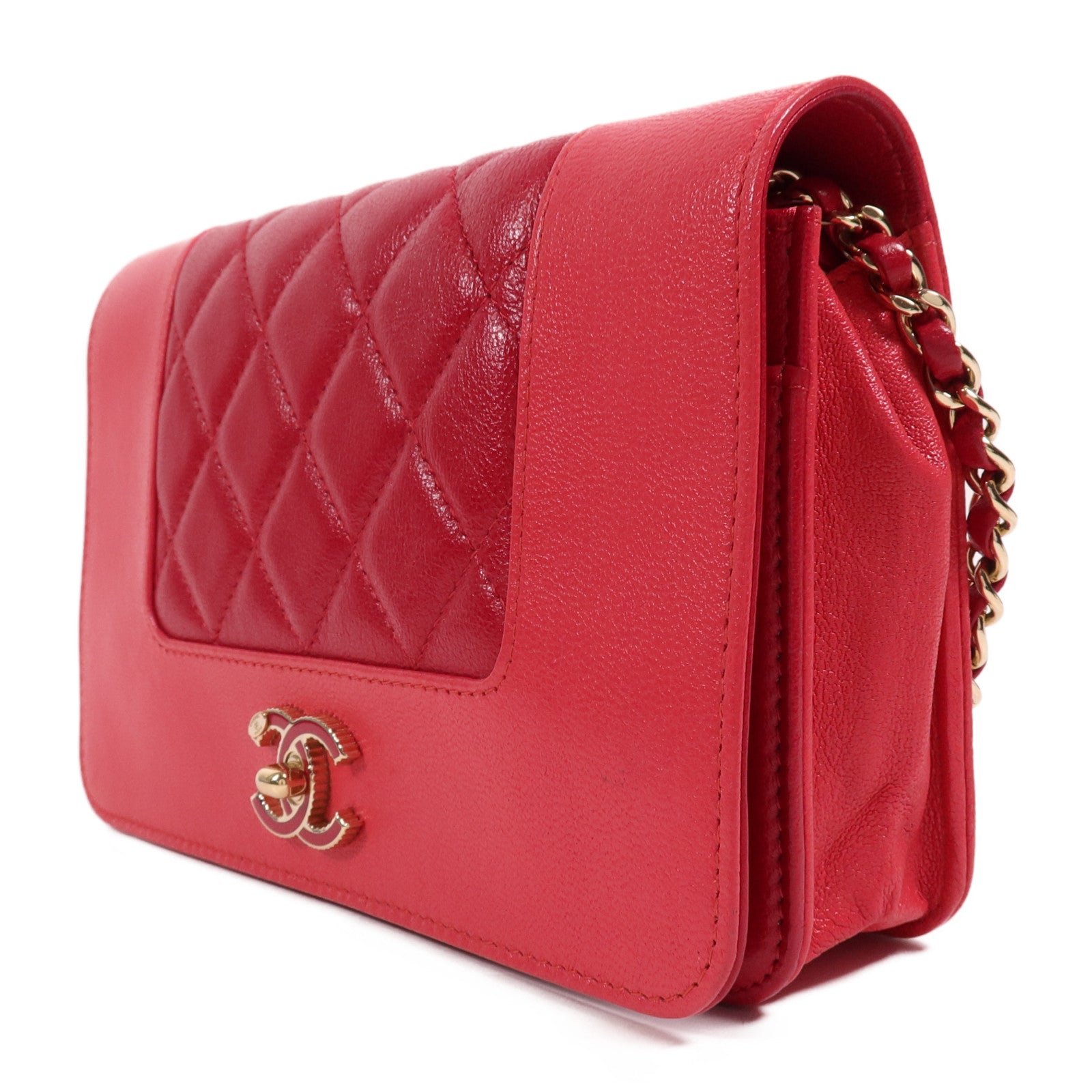 CHANEL 牛皮皮革WOC Wallet On Chain金扣鏈帶肩背袋