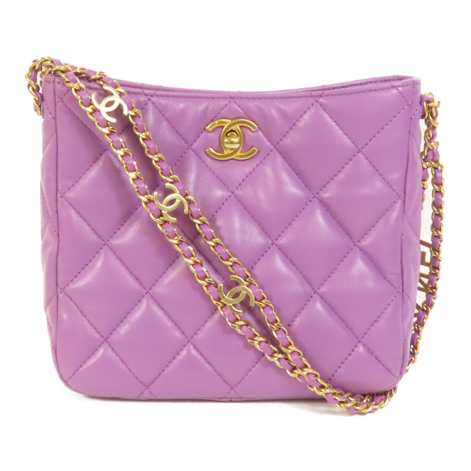 CHANEL 羊皮皮革Pick Me Up Hobo Bag金扣肩背袋