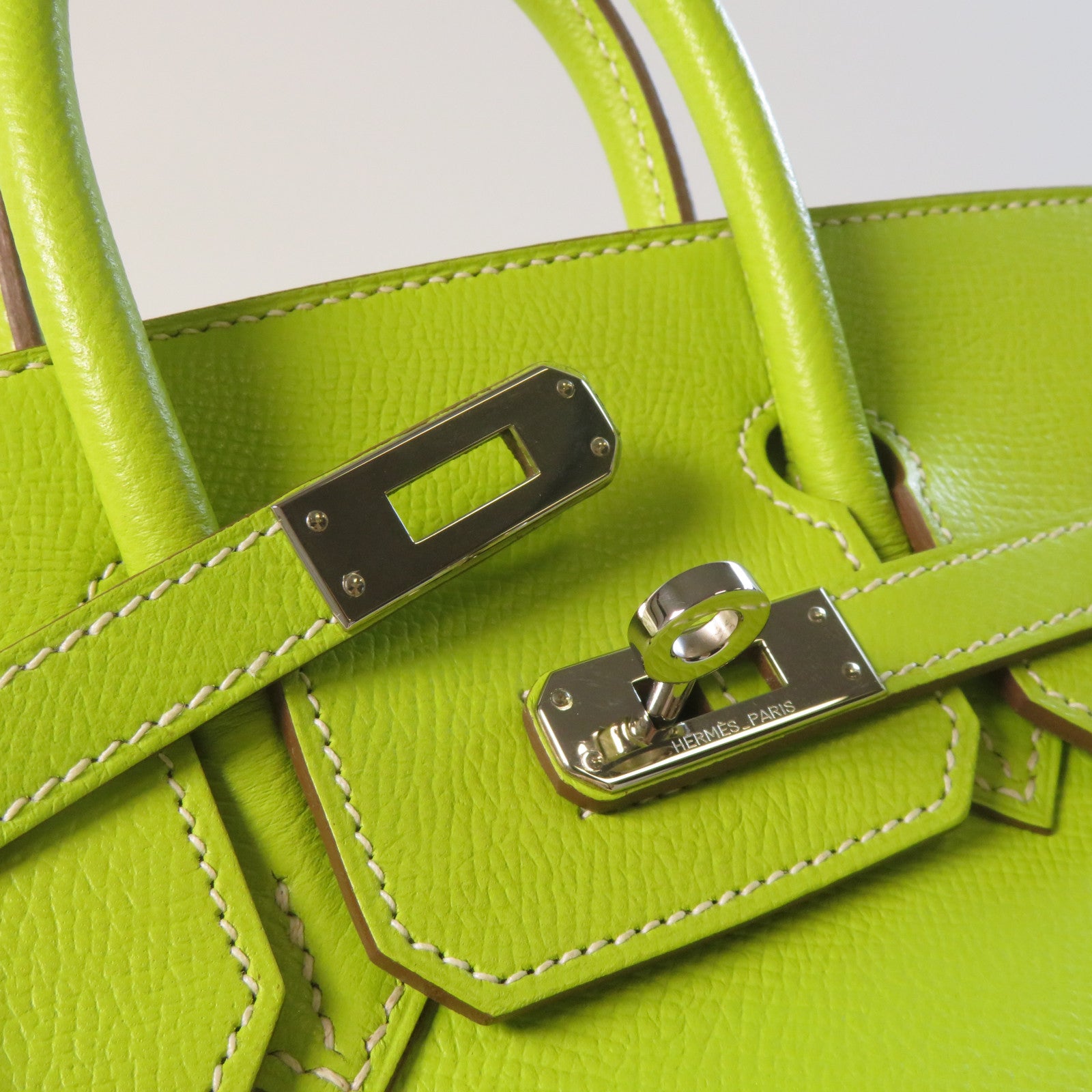 HERMES 【激減優惠】Epsom皮革Birkin 25 Candy銀扣手挽袋綠色