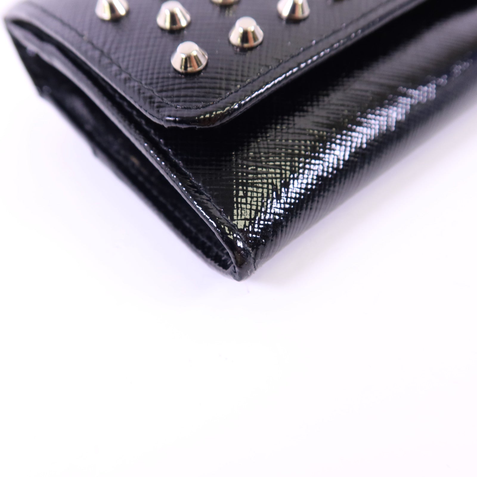 PRADA 漆皮皮革Long Wallet銀扣長錢包