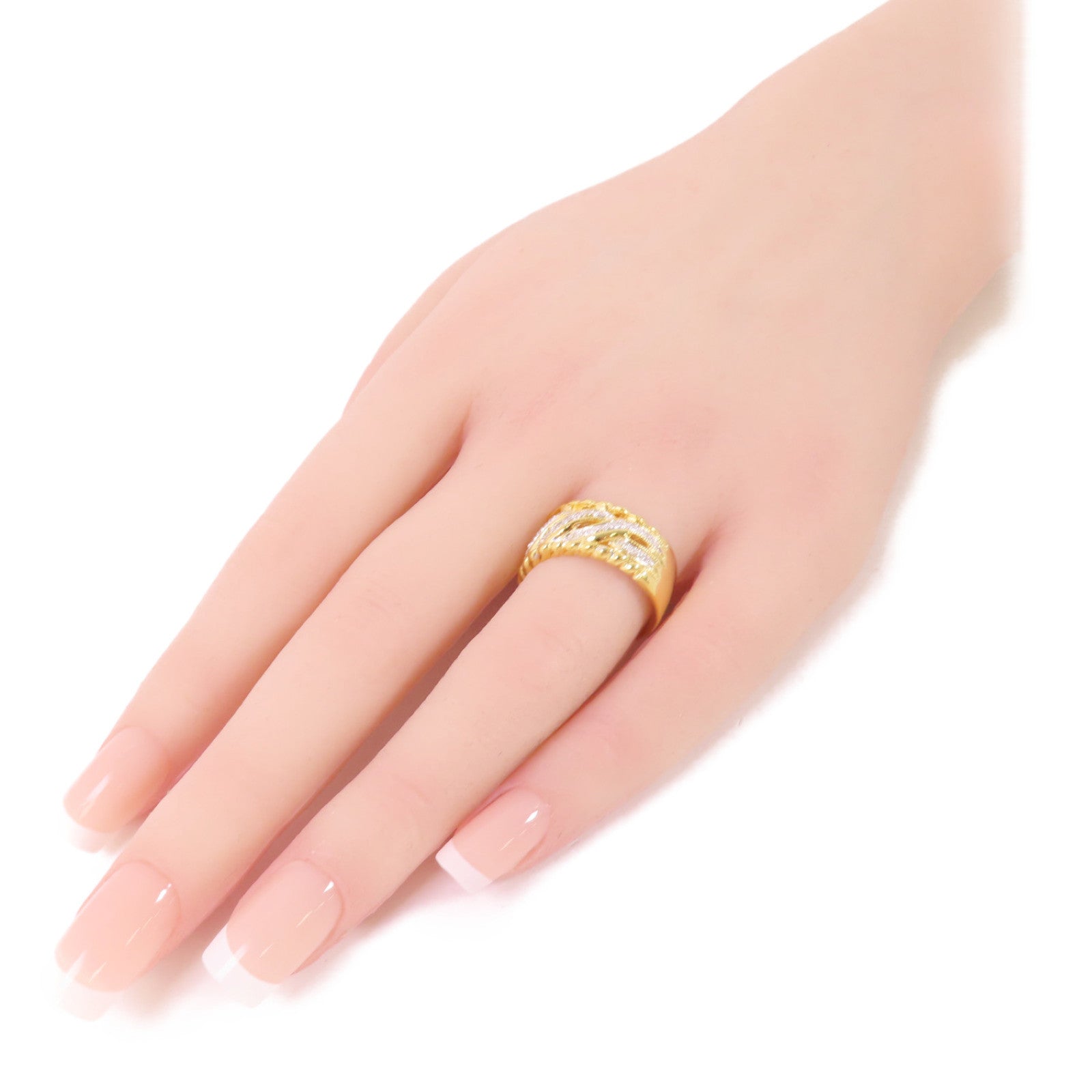 JEWELRY 18K黃金/0.22ct鑽石Diamond Ring戒指US#7.75