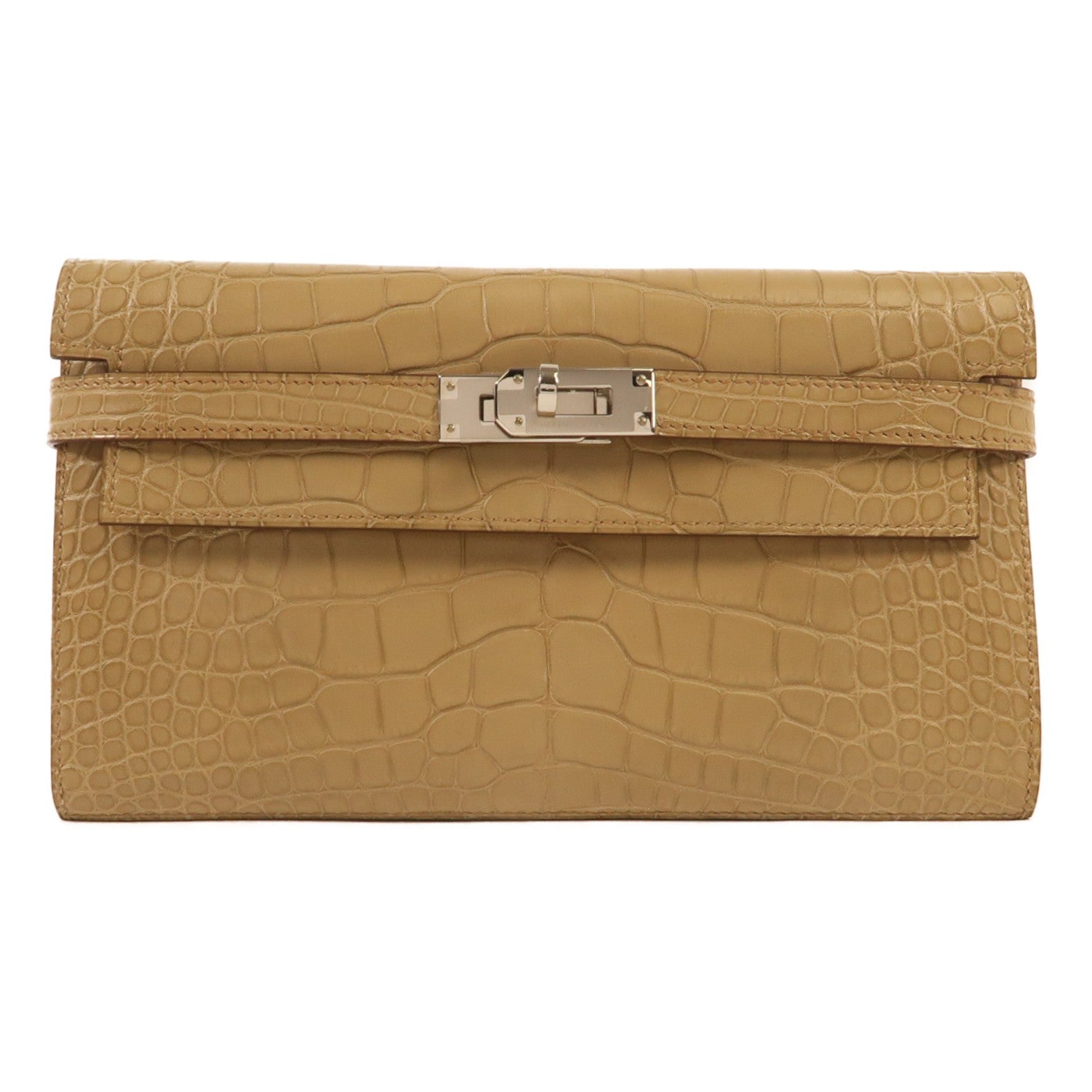 HERMES Alligator Mat皮革Kelly Long Wallet銀扣長錢包Trench