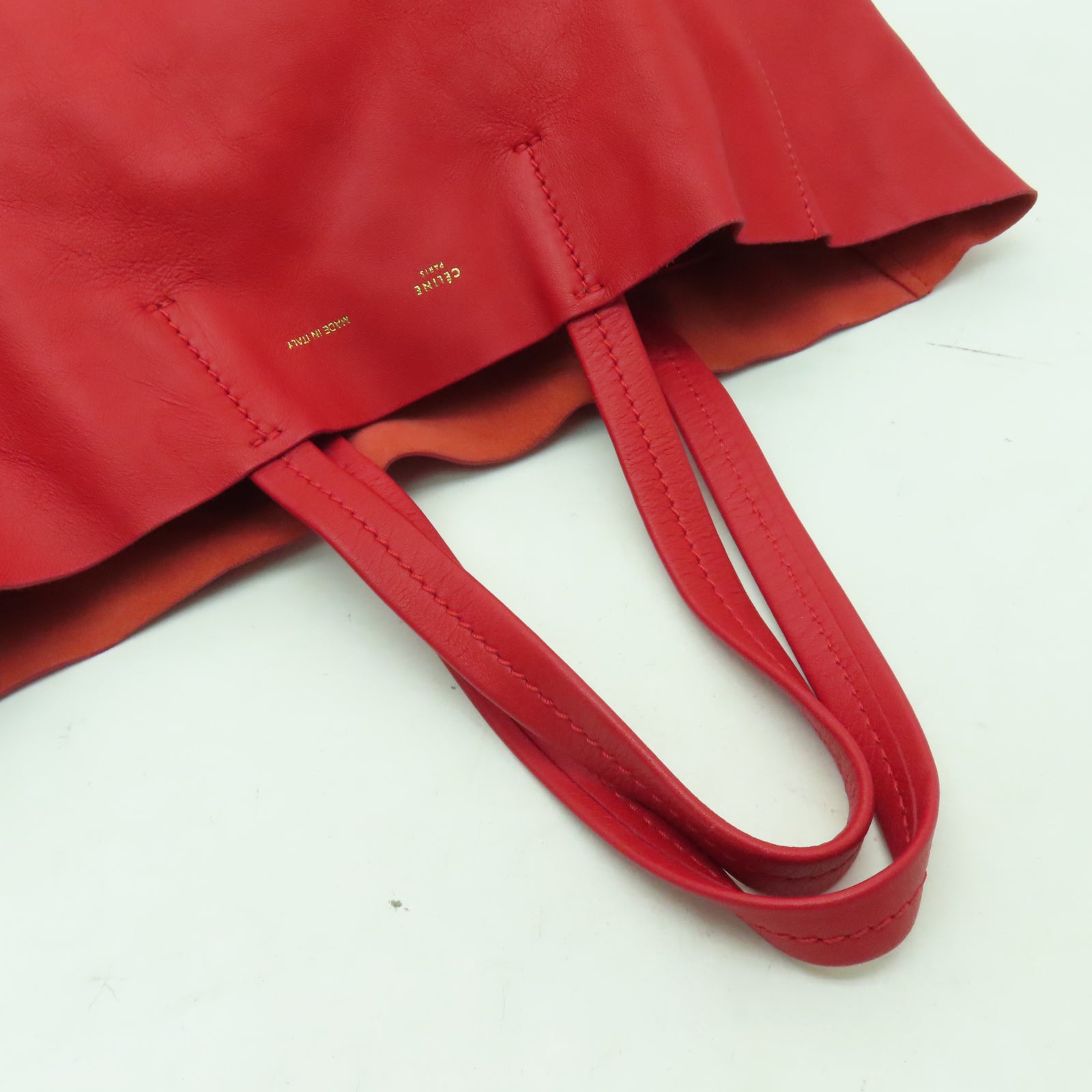 CELINE 【激減優惠】皮革Tote Bag肩背袋杏色/紅色