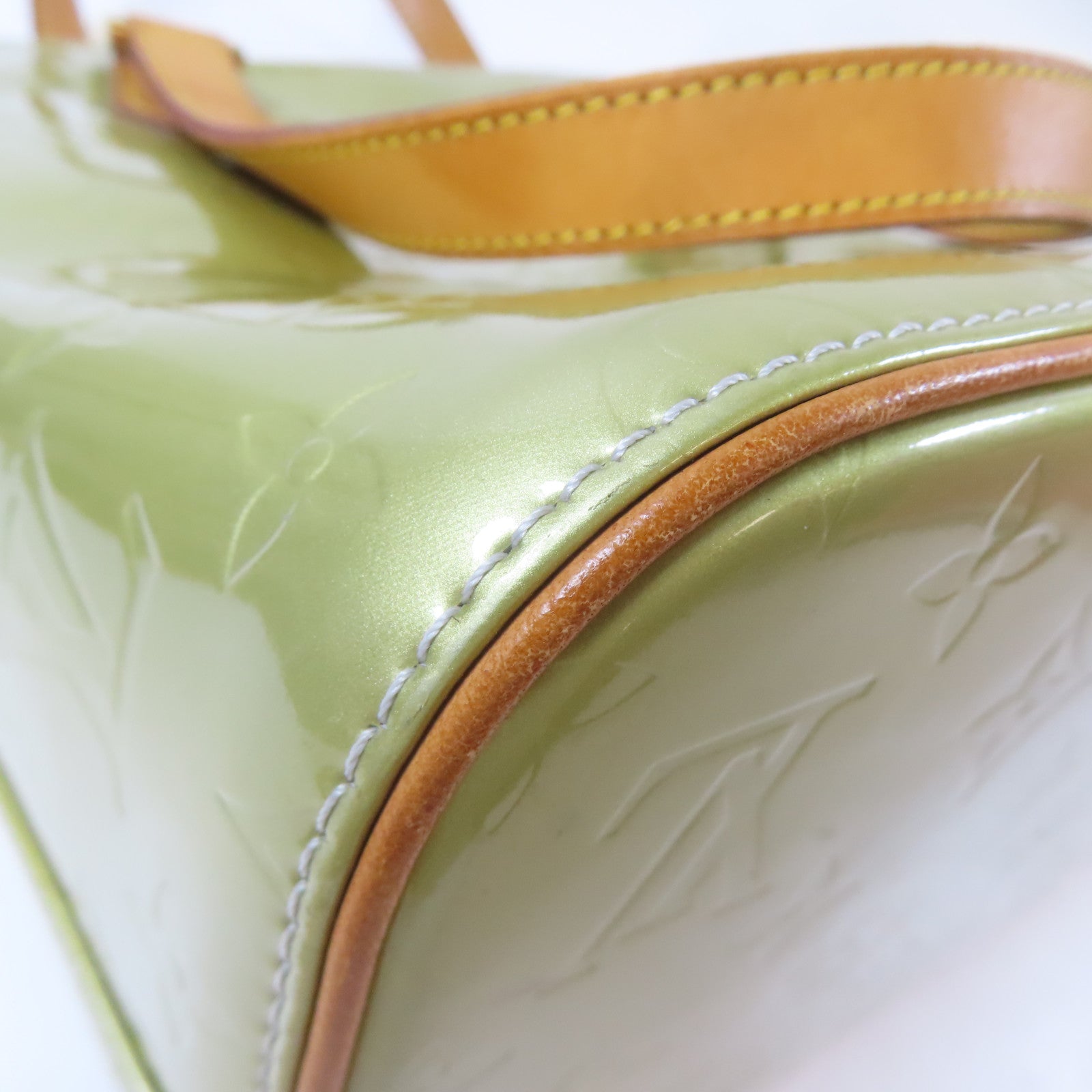 LOUIS VUITTON Vernis Huston金扣手挽袋綠色