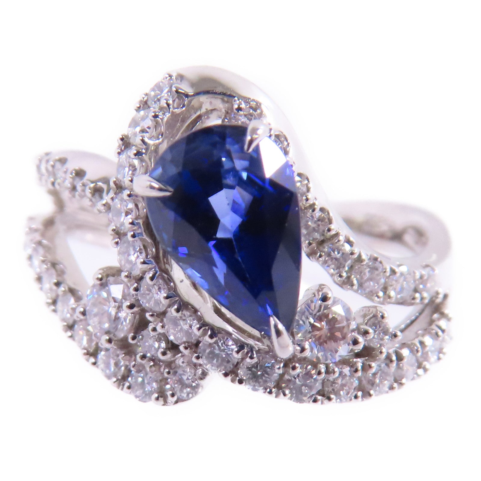 JEWELRY 【激減優惠】PT950鉑金/藍寶石/鑽石Sapphire Diamond Ring戒指US#6.5