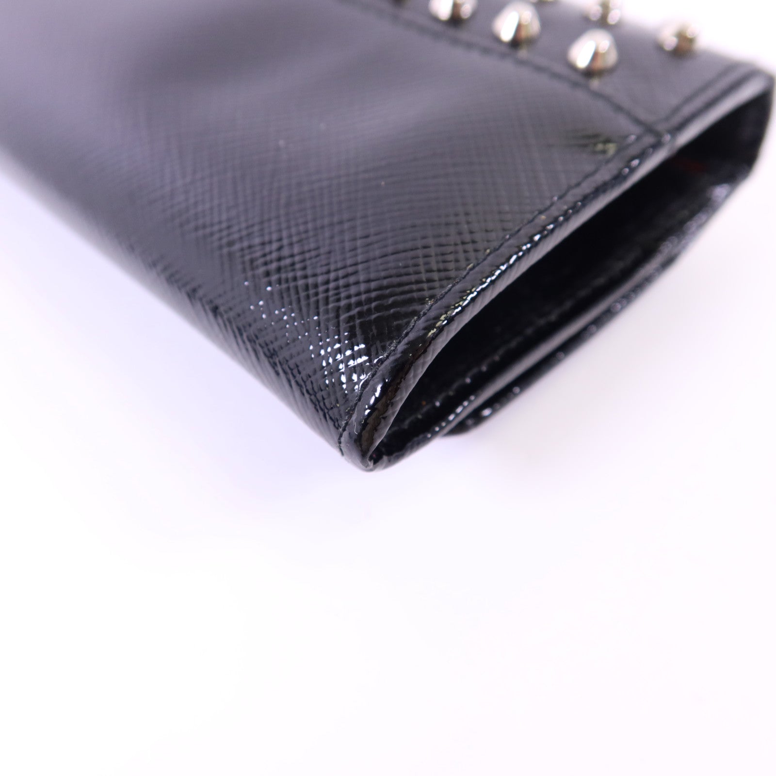 PRADA 漆皮皮革Long Wallet銀扣長錢包
