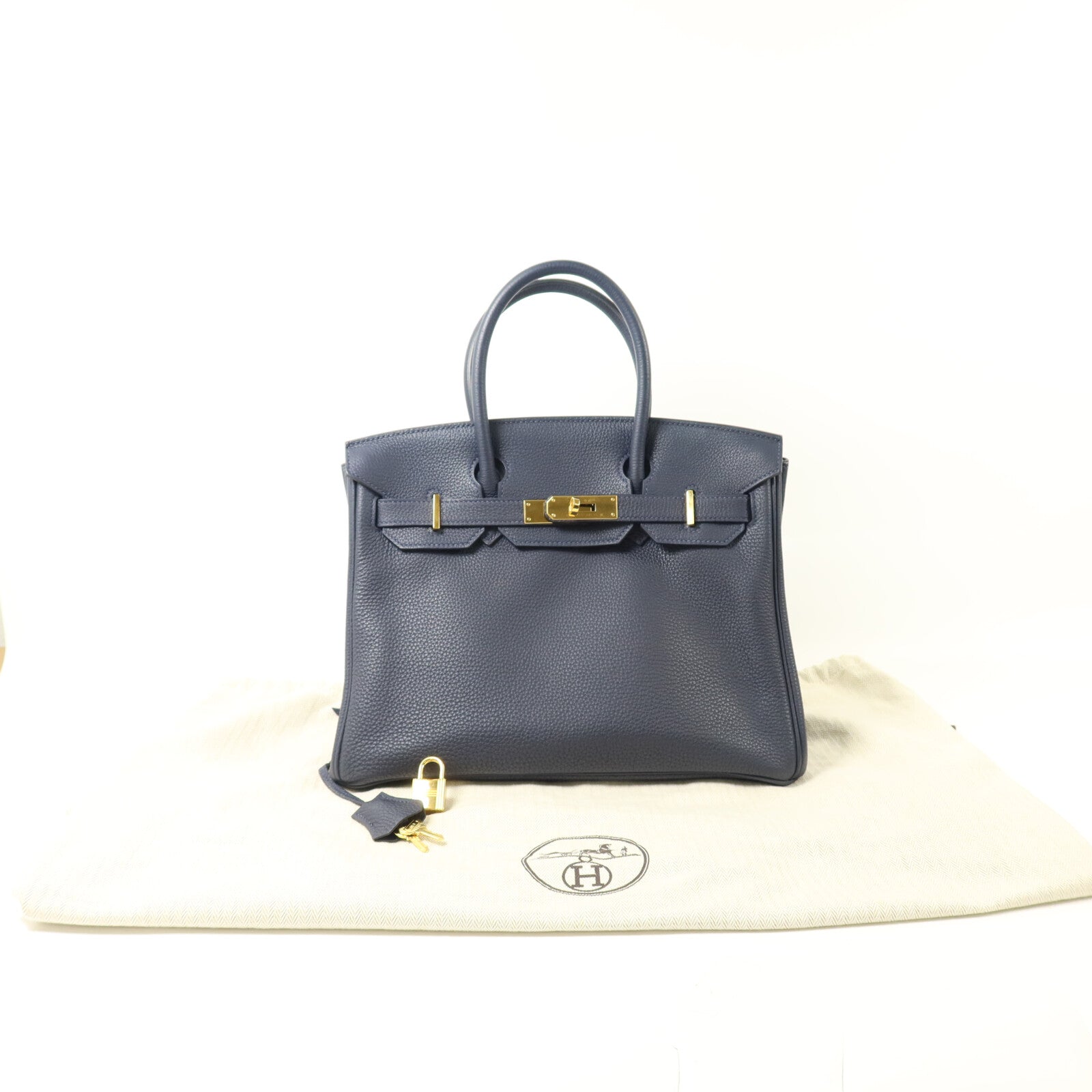 HERMES Togo皮革Birkin 30手挽袋Bleu Nuit
