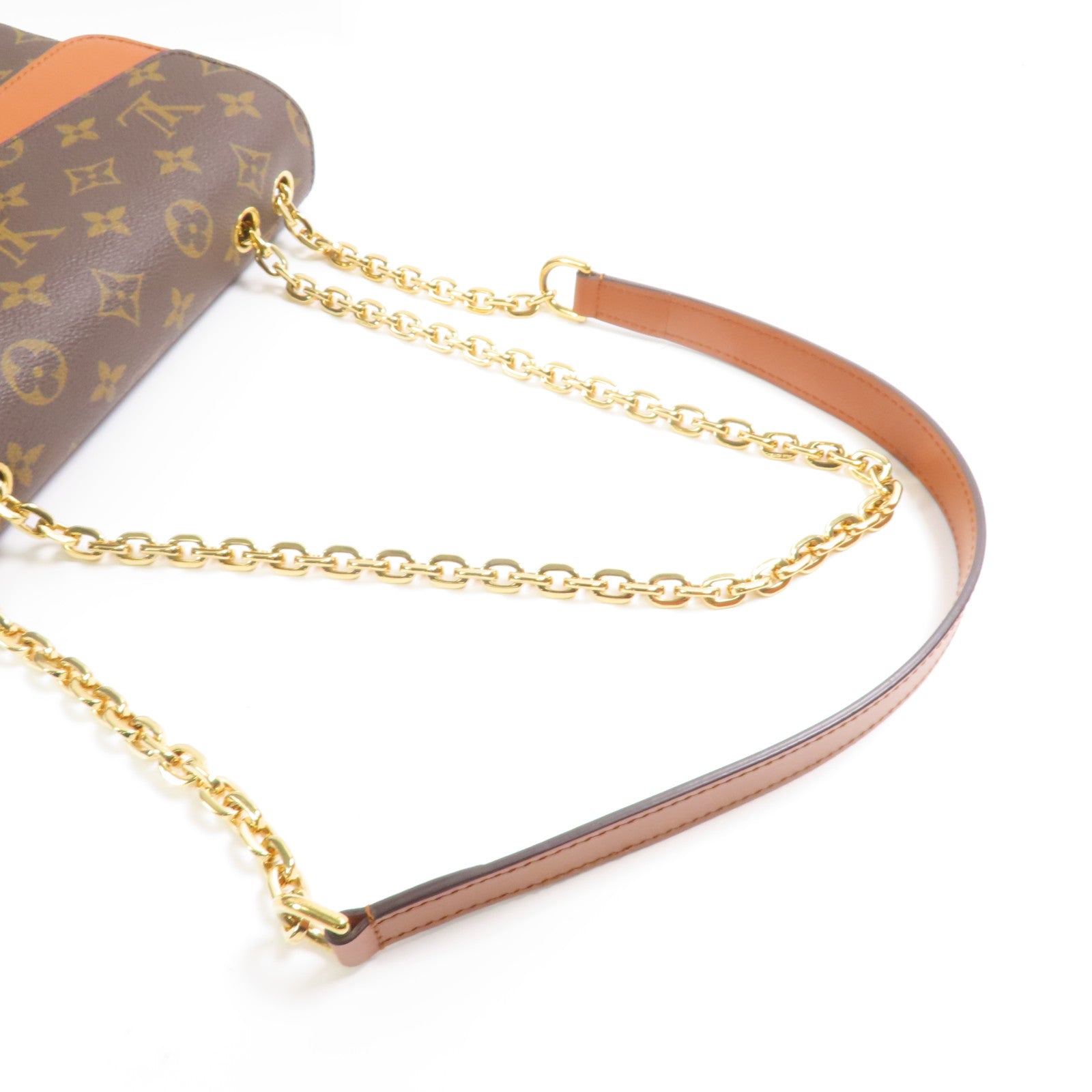 LOUIS VUITTON Monogram Marceau金扣鏈帶肩背袋棕色