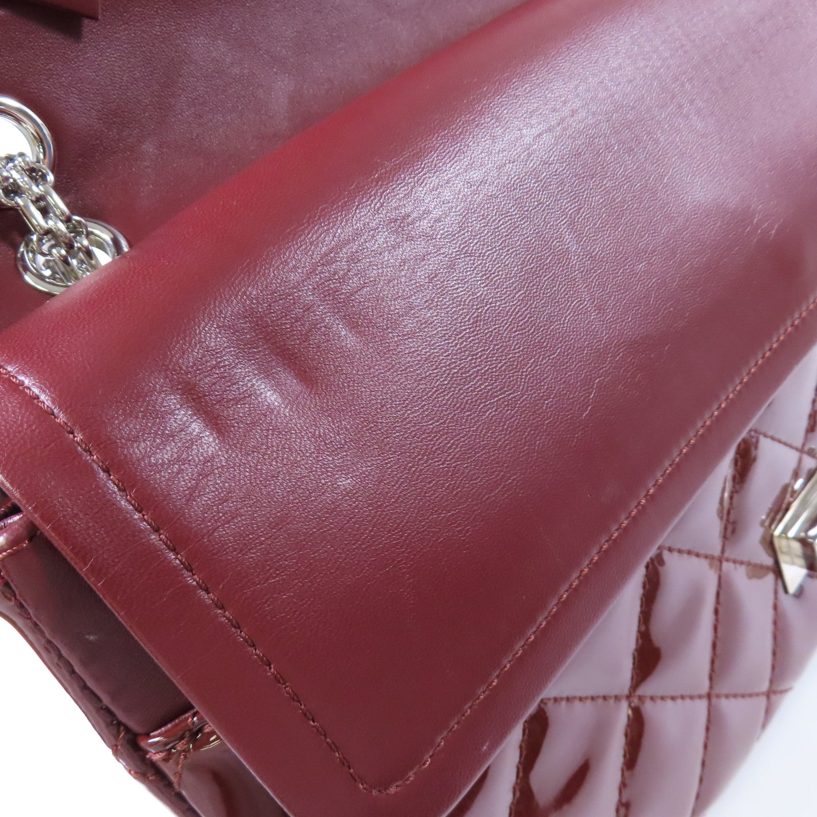 CHANEL 漆皮皮革2.55 Maxi銀扣鏈帶肩背袋