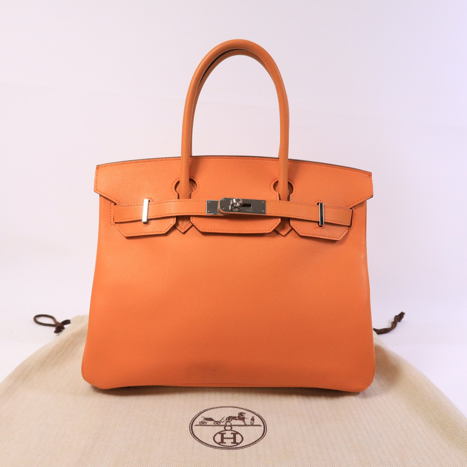 HERMES Epsom皮革Birkin 30手挽袋Orange