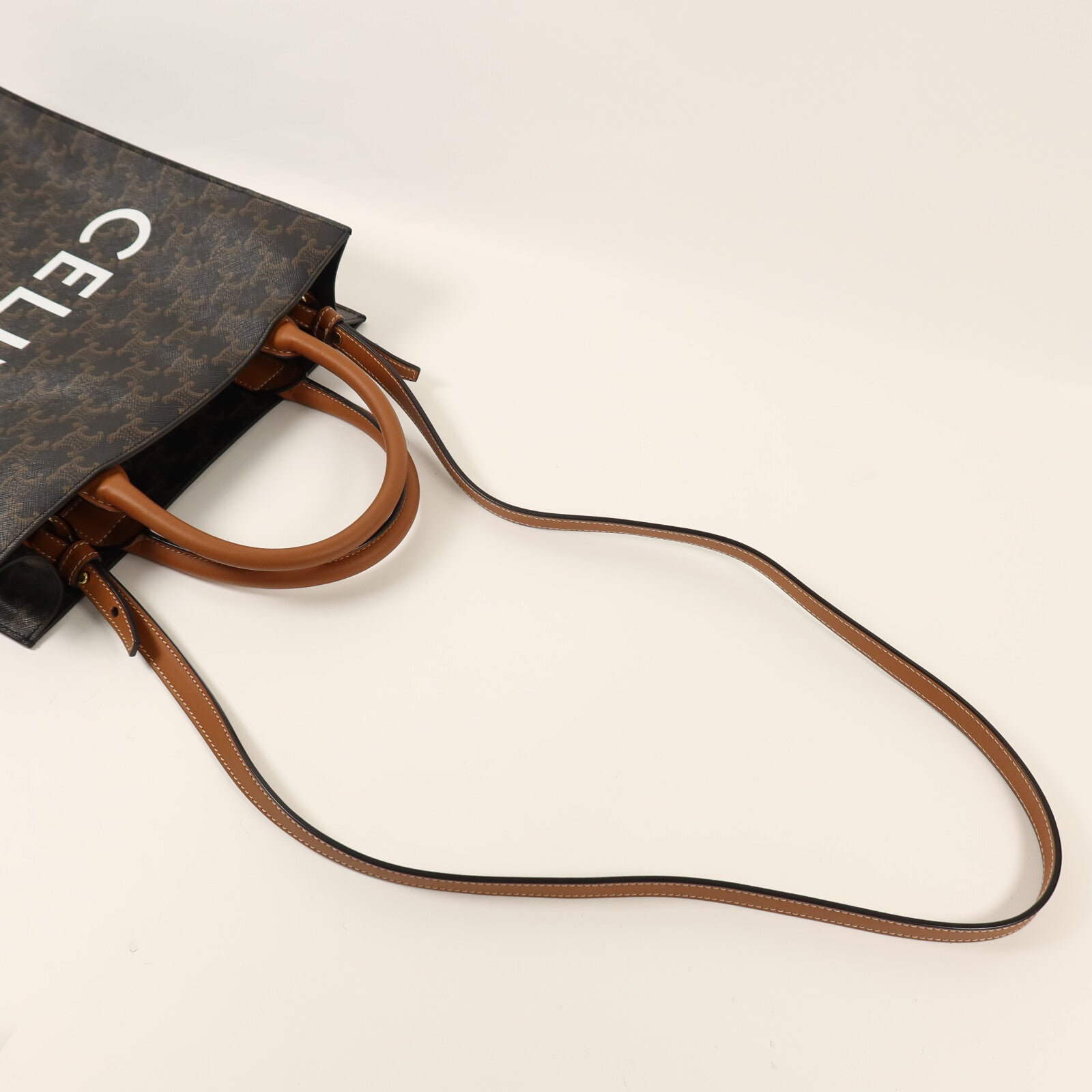 CELINE 【激減優惠】塗層帆布Triomphe Cabas金扣手挽肩背兩用袋