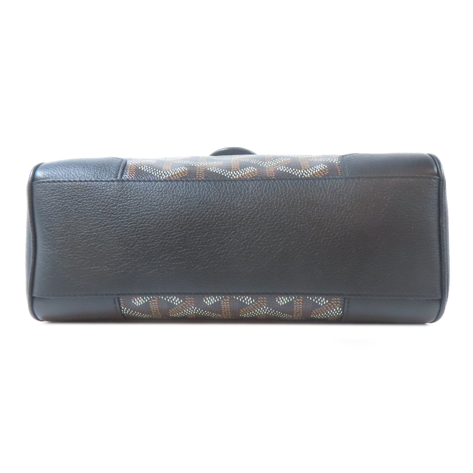 GOYARD 塗層帆布/皮革Saigon銀扣手挽肩背兩用袋黑色
