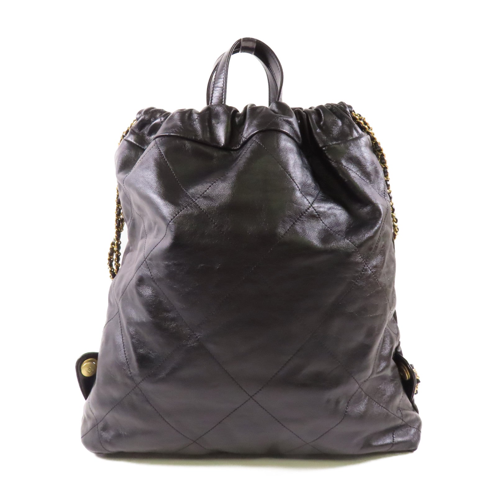 CHANEL GHW Chanel 22 Backpack Rucksack AS3859 Calfskin Leather Black