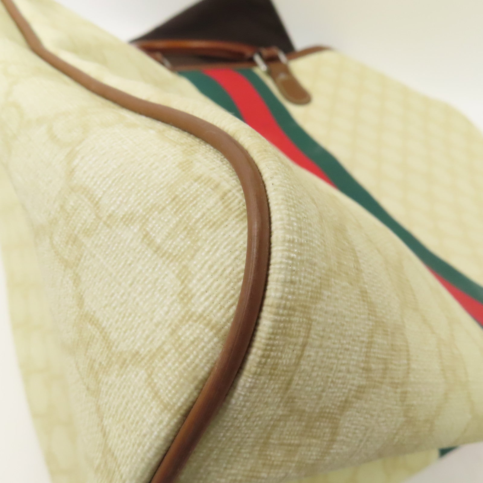 GUCCI 塗層帆布Boston Bag銀扣波士頓包