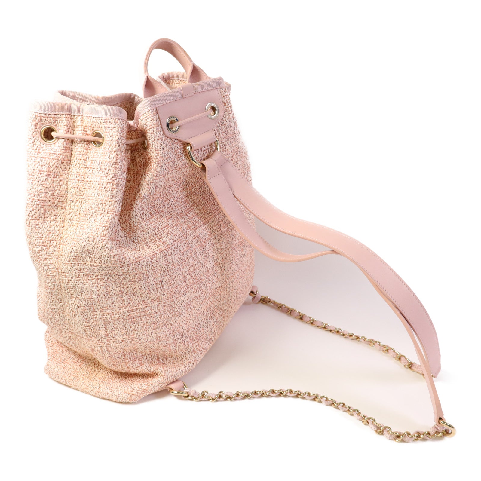 CHANEL 帆布Deauville Backpack金扣背包