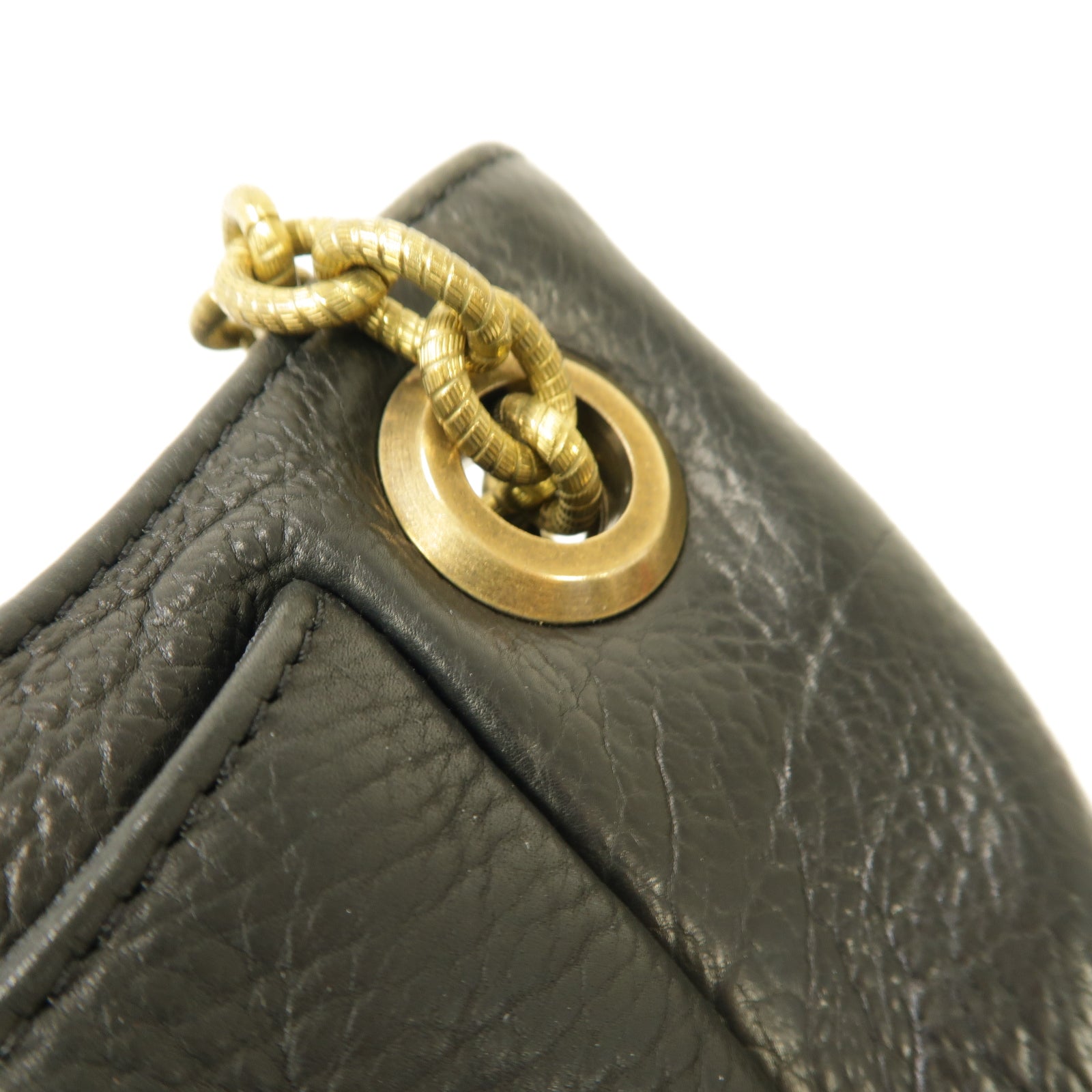 LANVIN 牛皮皮革Chain Shoulder Bag金扣鏈帶肩背袋黒色