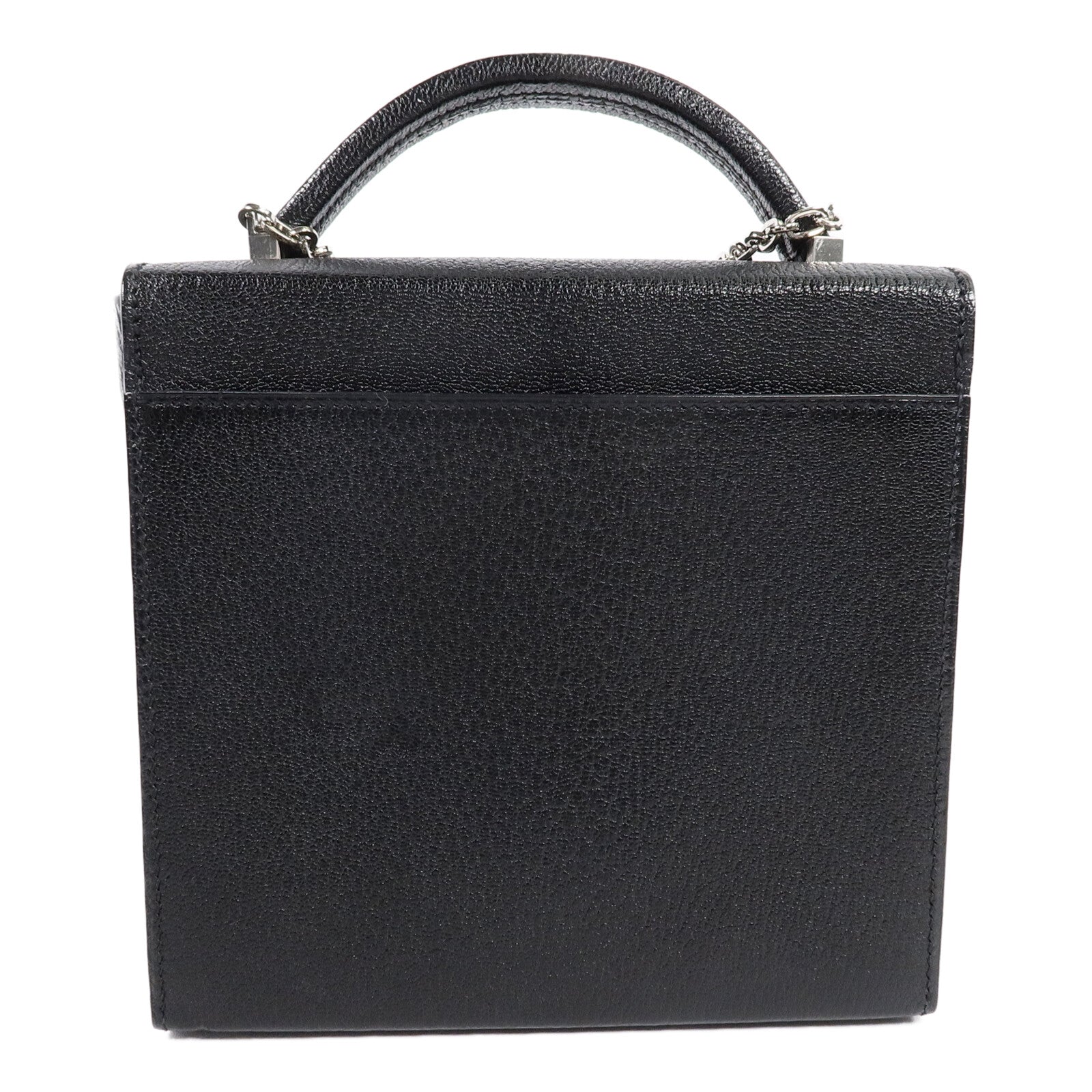 HERMES Chevre皮革Cinhetic Box肩背袋Black/Bleu Saphir