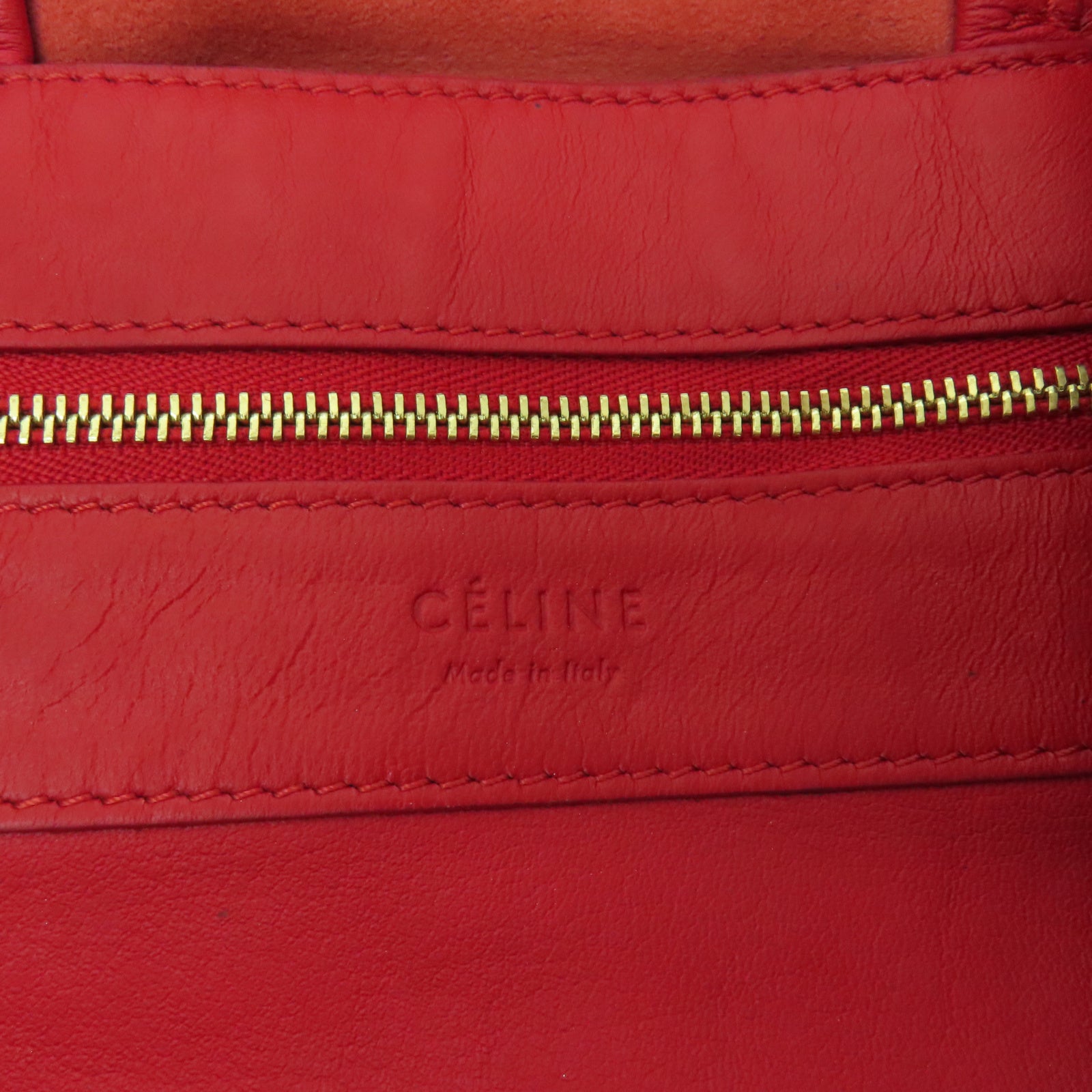 CELINE 【激減優惠】皮革Tote Bag肩背袋杏色/紅色