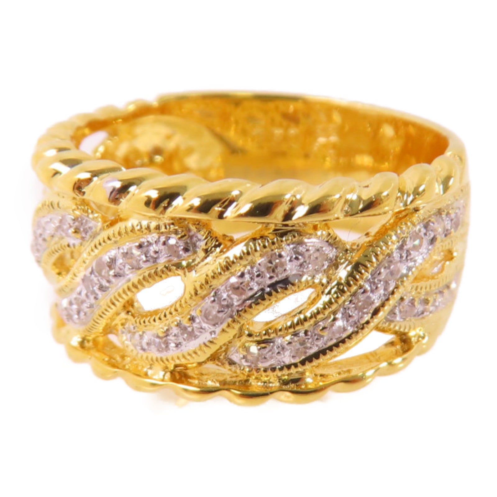 JEWELRY 18K黃金/0.22ct鑽石Diamond Ring戒指US#7.75