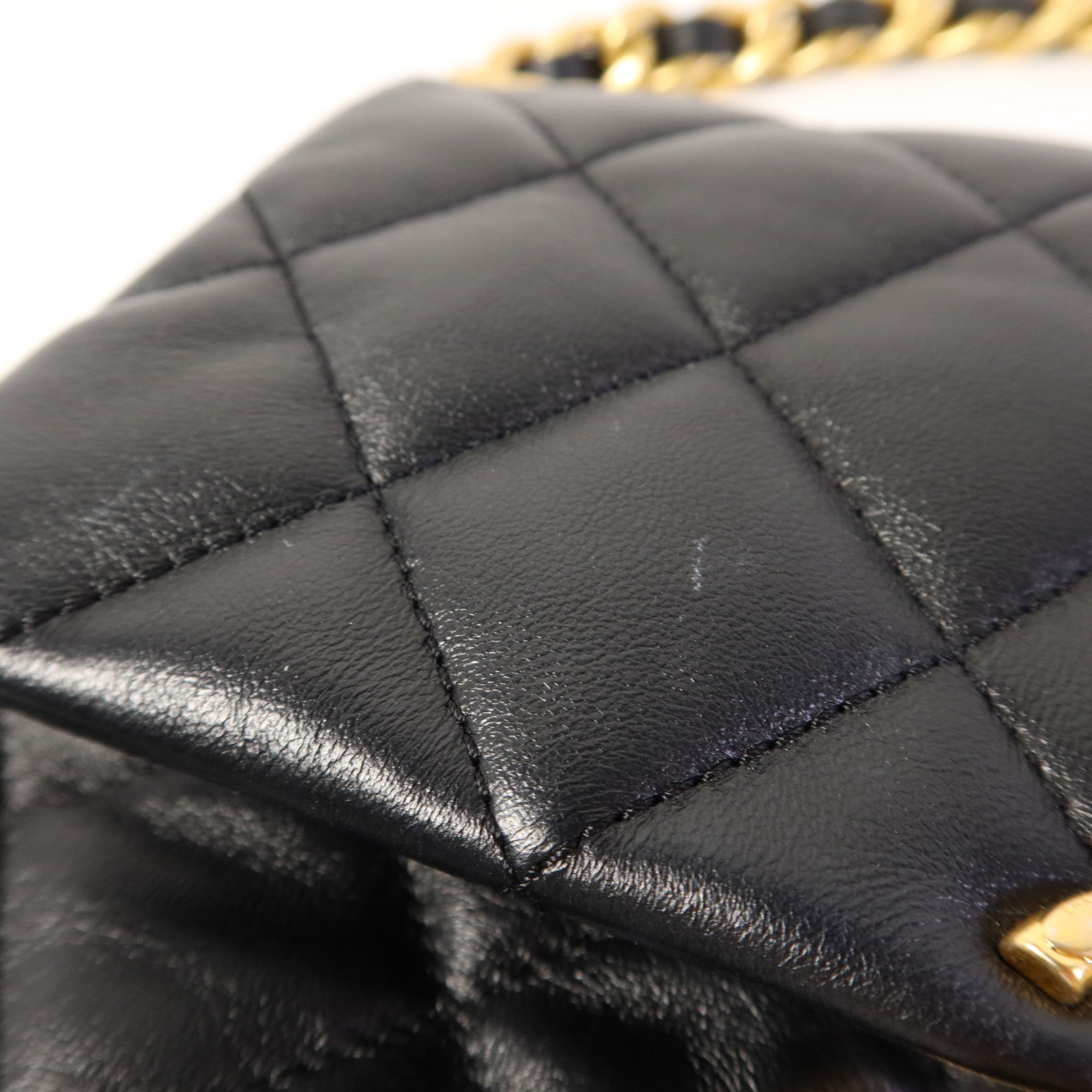 CHANEL 羊皮皮革Chain Shoulder Bag金扣鏈帶肩背袋