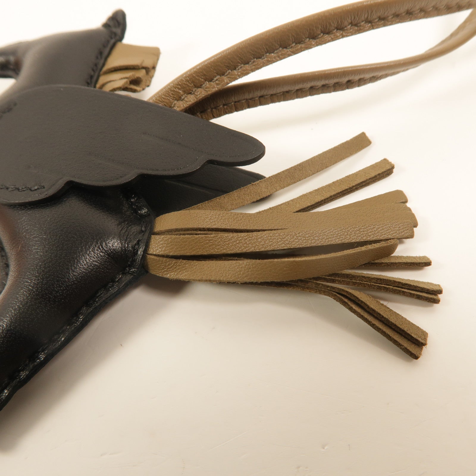 HERMES Milo/Swift皮革Rodeo Pegase PM掛飾Noir/Etoupe