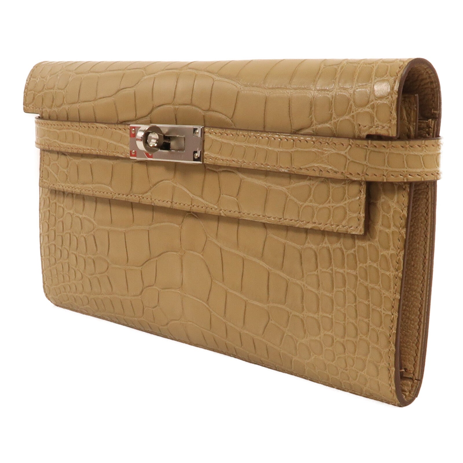 HERMES Alligator Mat皮革Kelly Long Wallet銀扣長錢包Trench