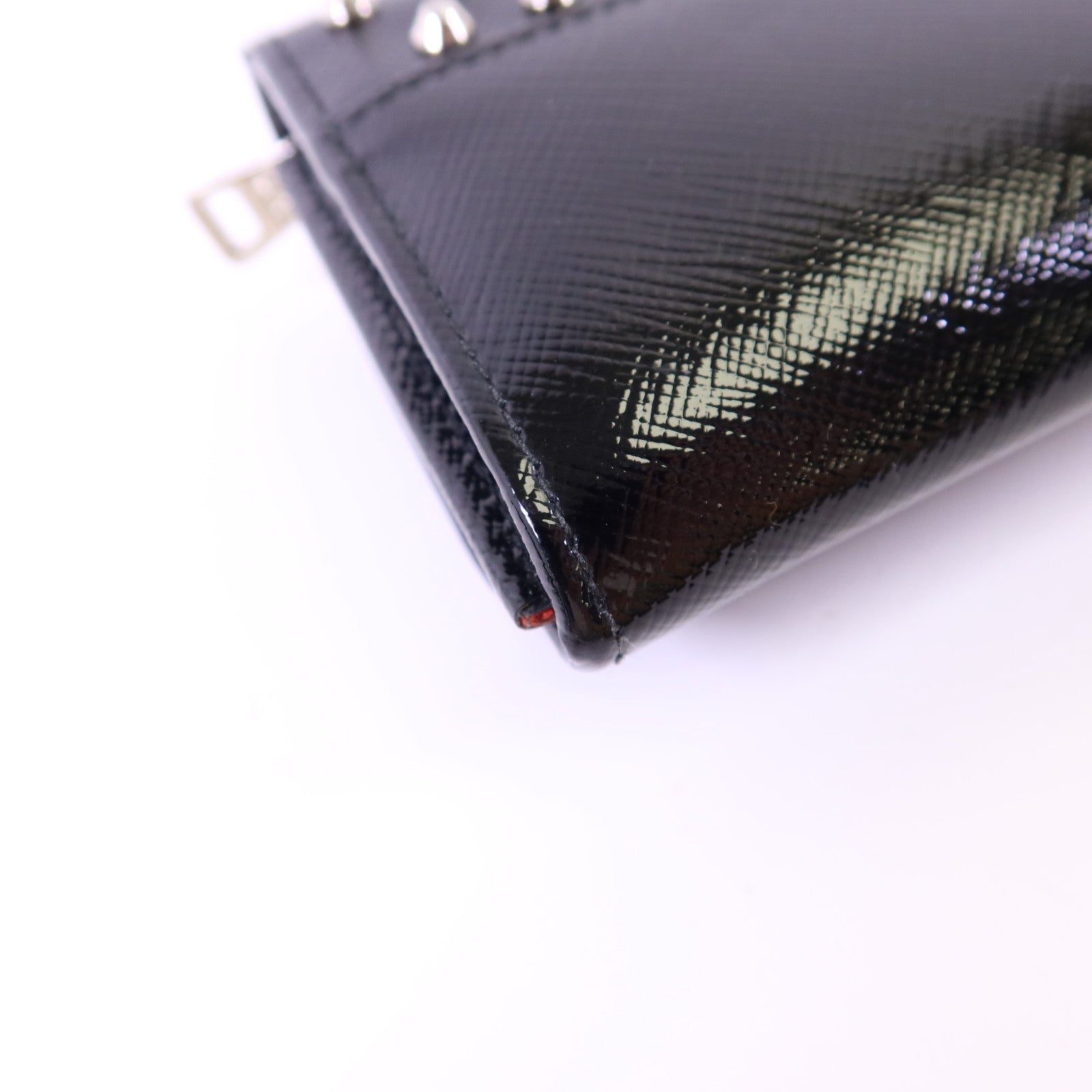 PRADA 漆皮皮革Long Wallet銀扣長錢包