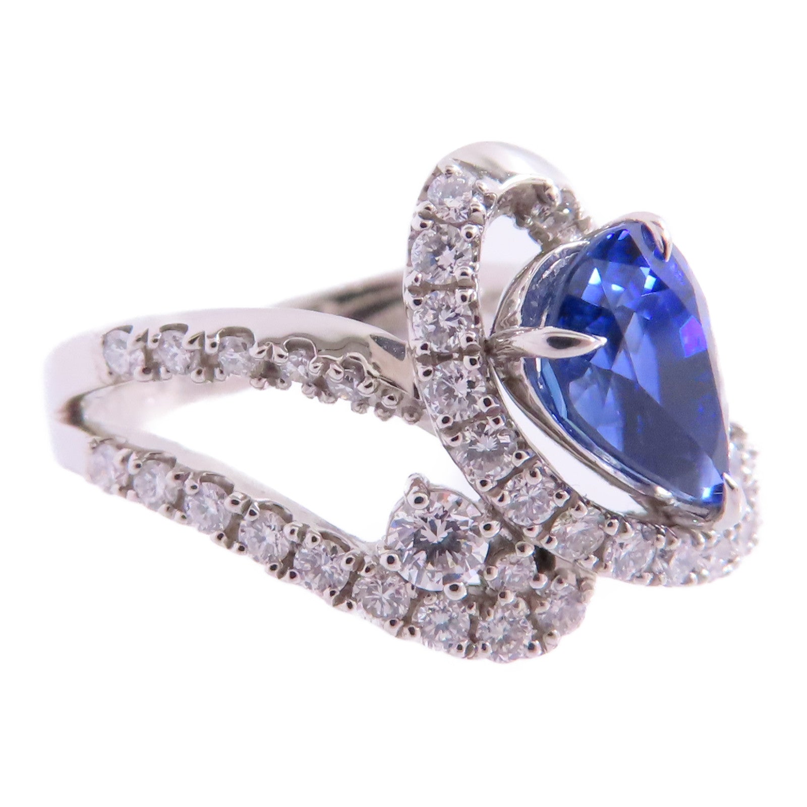 JEWELRY 【激減優惠】PT950鉑金/藍寶石/鑽石Sapphire Diamond Ring戒指US#6.5