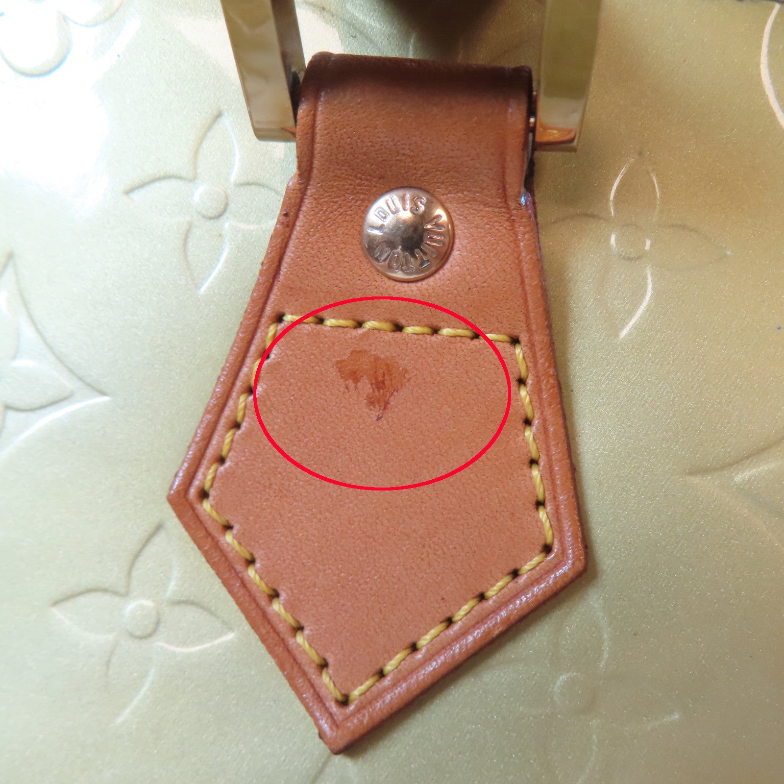 LOUIS VUITTON Vernis Huston金扣手挽袋綠色