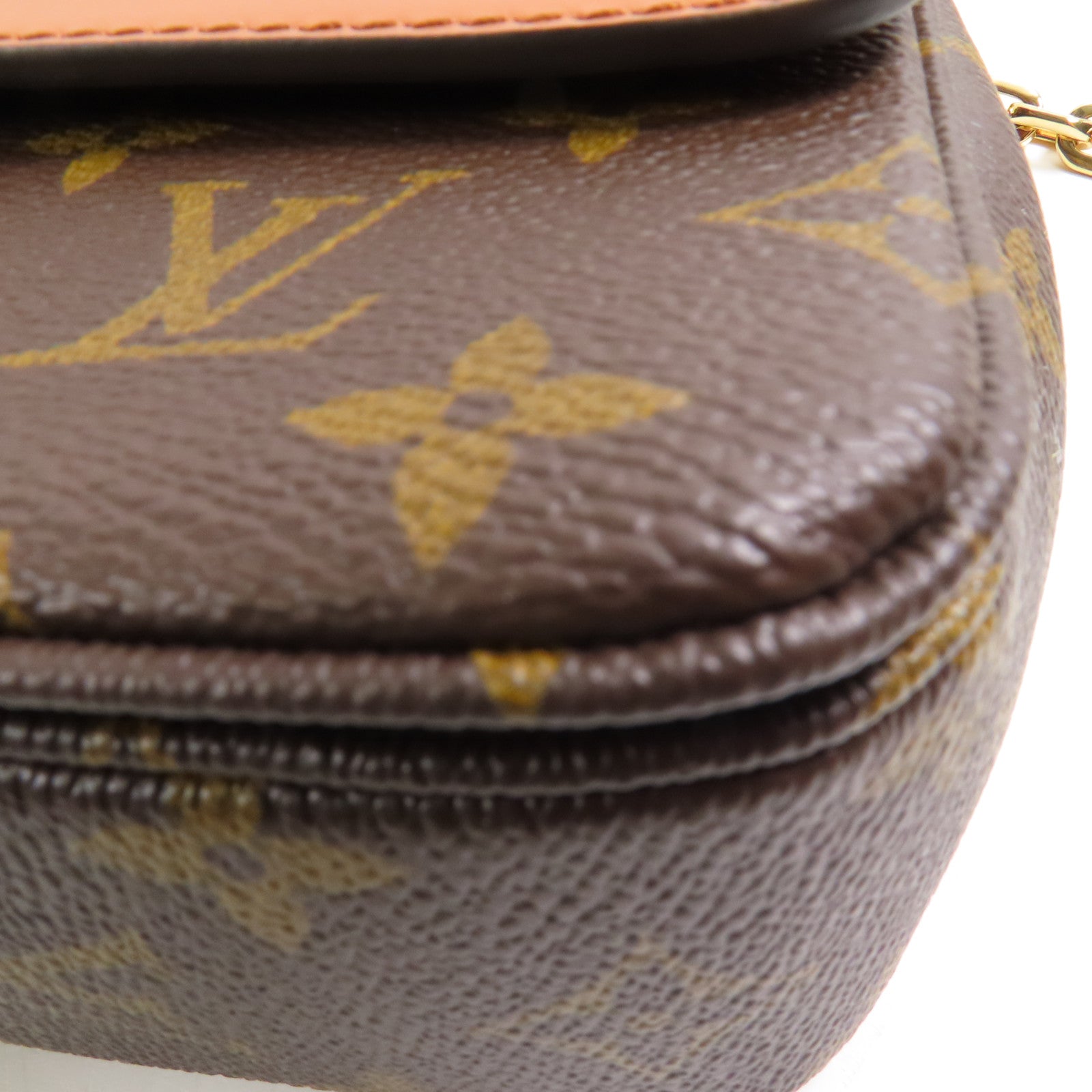 LOUIS VUITTON Monogram Marceau金扣鏈帶肩背袋棕色