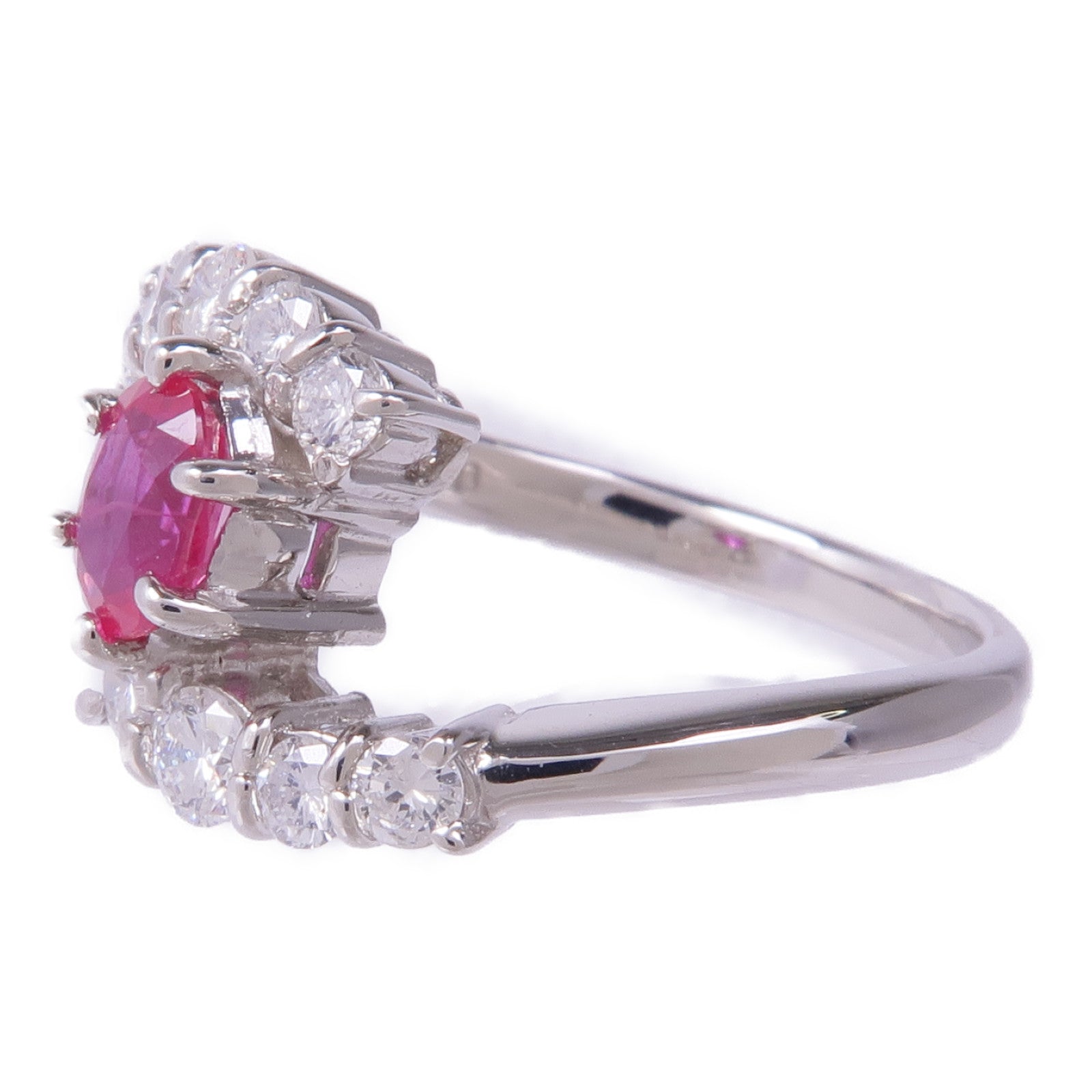 JEWELRY 【激減優惠】PT900鉑金Ruby Diamond Ring紅寶石/鑽石戒指US#5