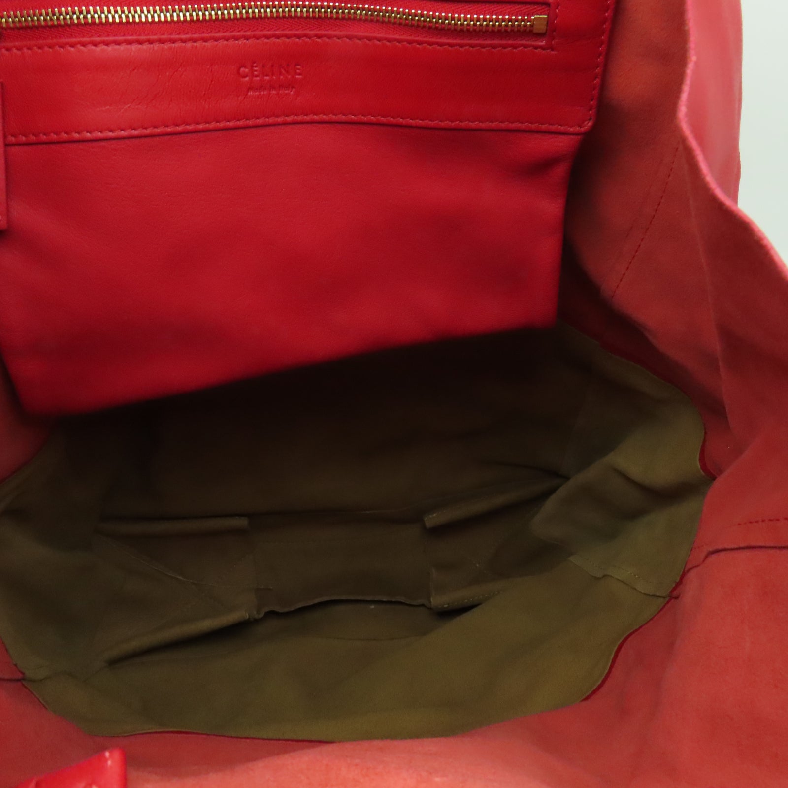 CELINE 【激減優惠】皮革Tote Bag肩背袋杏色/紅色