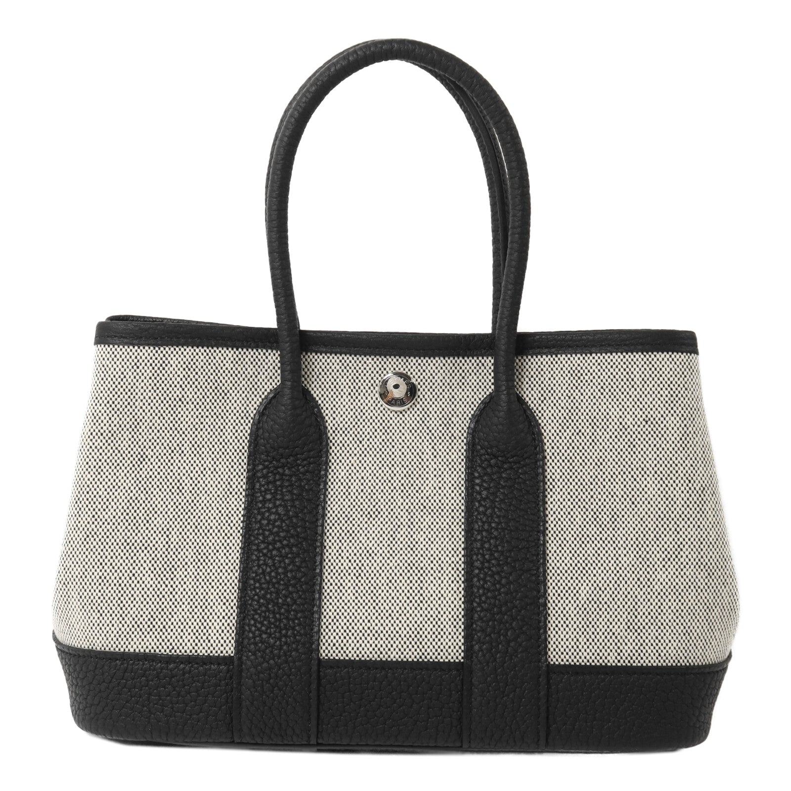 HERMES 帆布/Negonda皮革Mini Garden Party手挽袋Noir