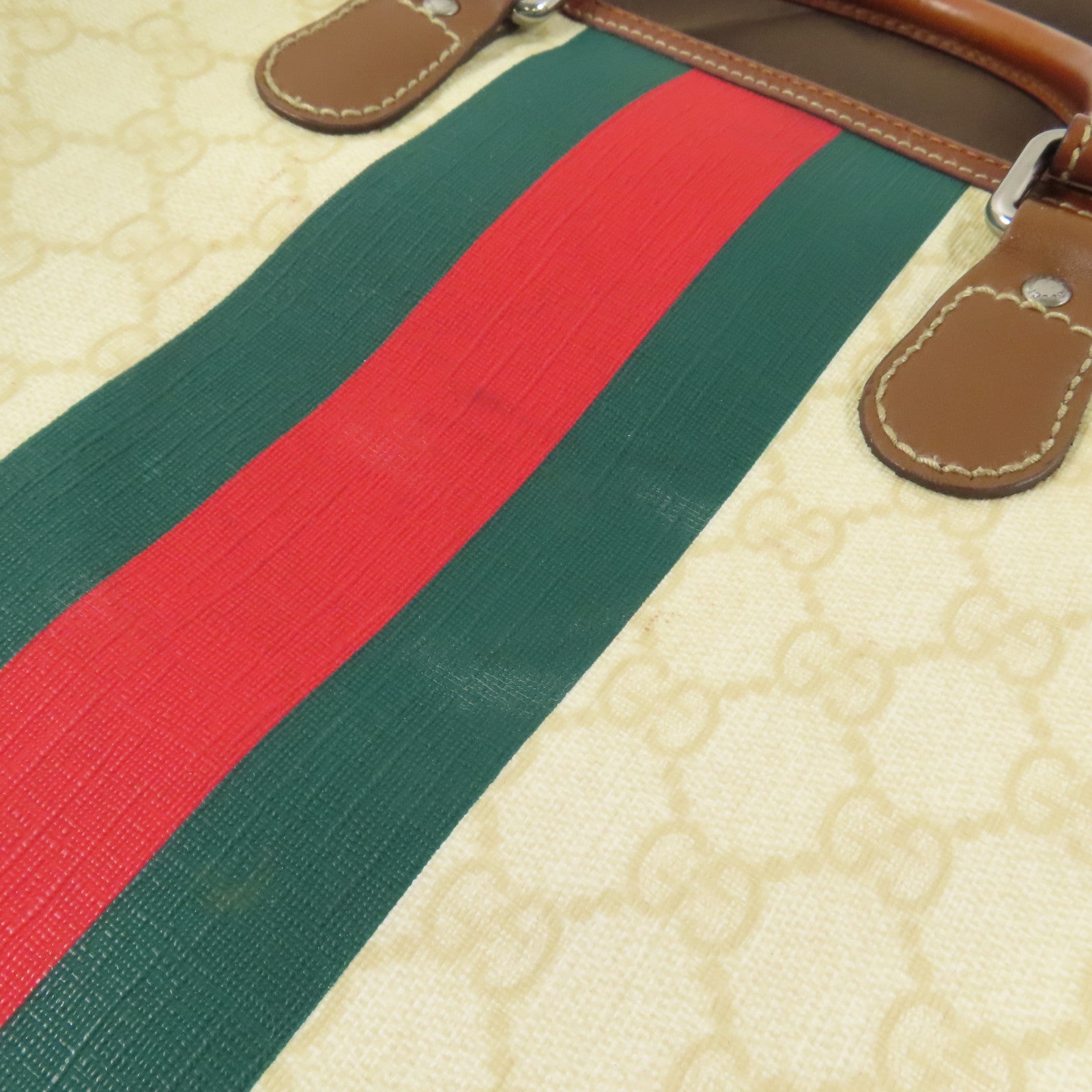 GUCCI 塗層帆布Boston Bag銀扣波士頓包