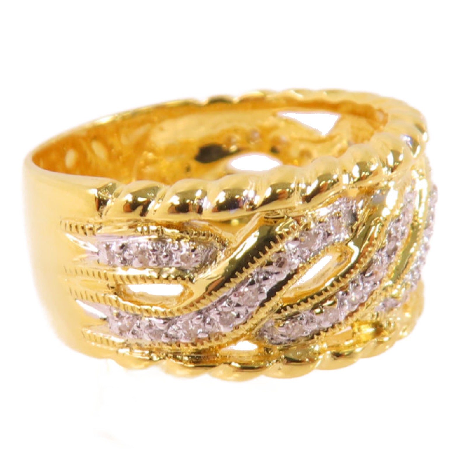 JEWELRY 18K黃金/0.22ct鑽石Diamond Ring戒指US#7.75