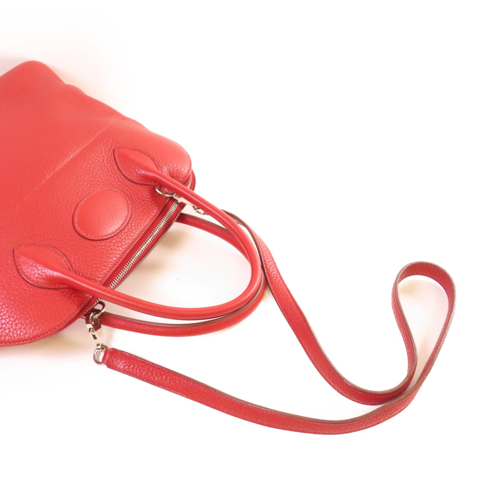 HERMES Clemence皮革Bolide 31 2Way Shoulder Bag銀扣手挽肩背兩用袋Q5  Rouge Casaque/卡薩克紅色