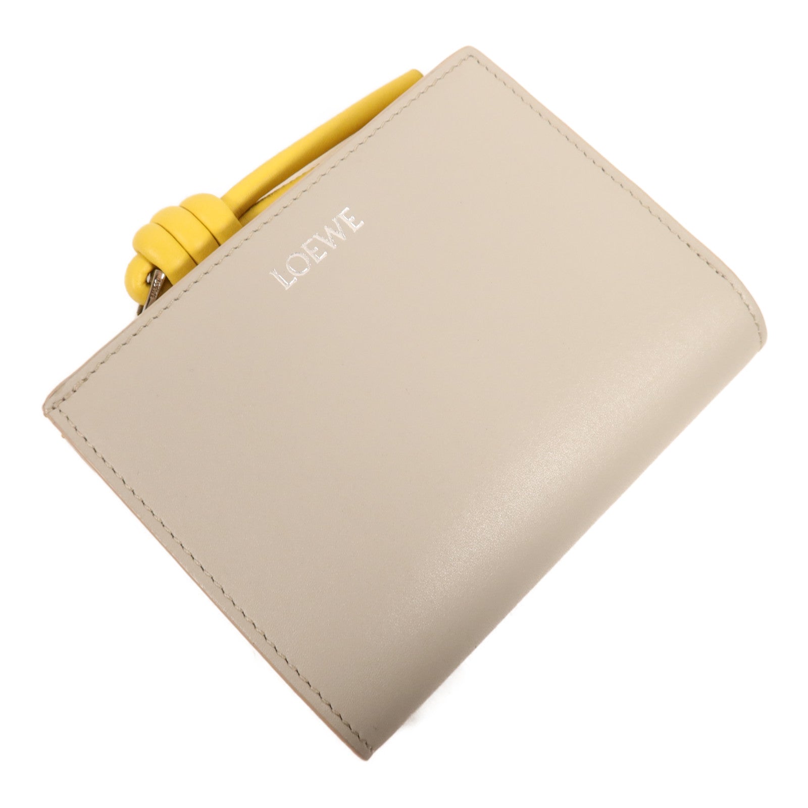 LOEWE 牛皮皮革Wallet銀扣錢包