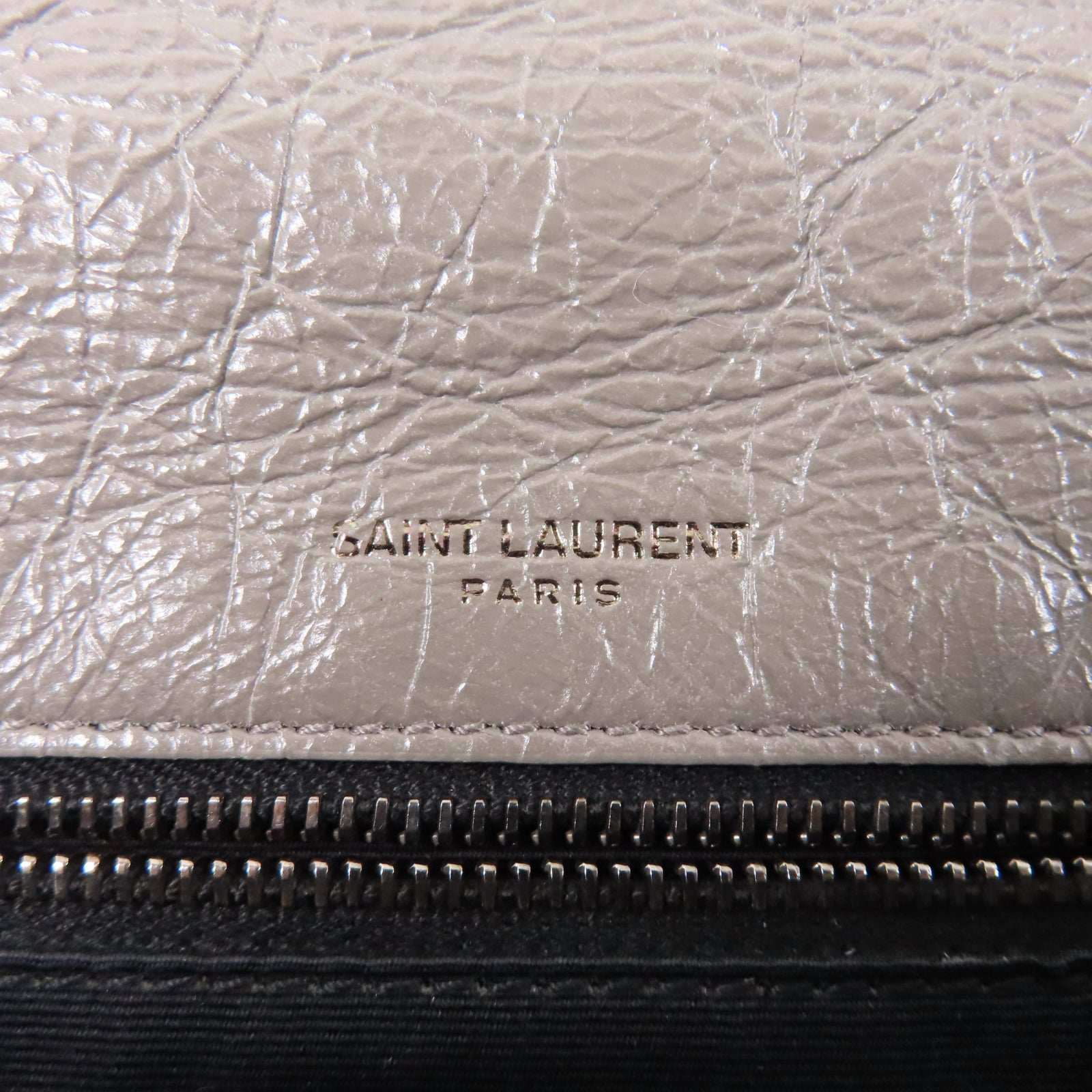 SAINT LAURENT 牛皮皮革Niki Bag銀扣鏈帶肩背袋灰色