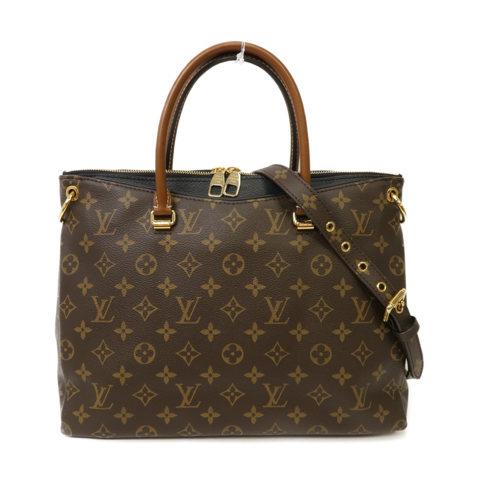 LOUIS VUITTON 【激減優惠】Monogram Pallas金扣手挽肩背兩用袋黑色/棕色