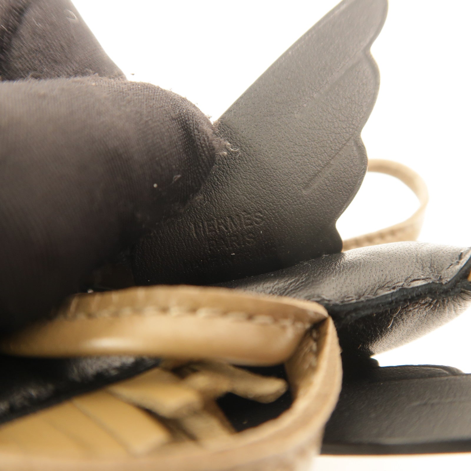 HERMES Milo/Swift皮革Rodeo Pegase PM掛飾Noir/Etoupe
