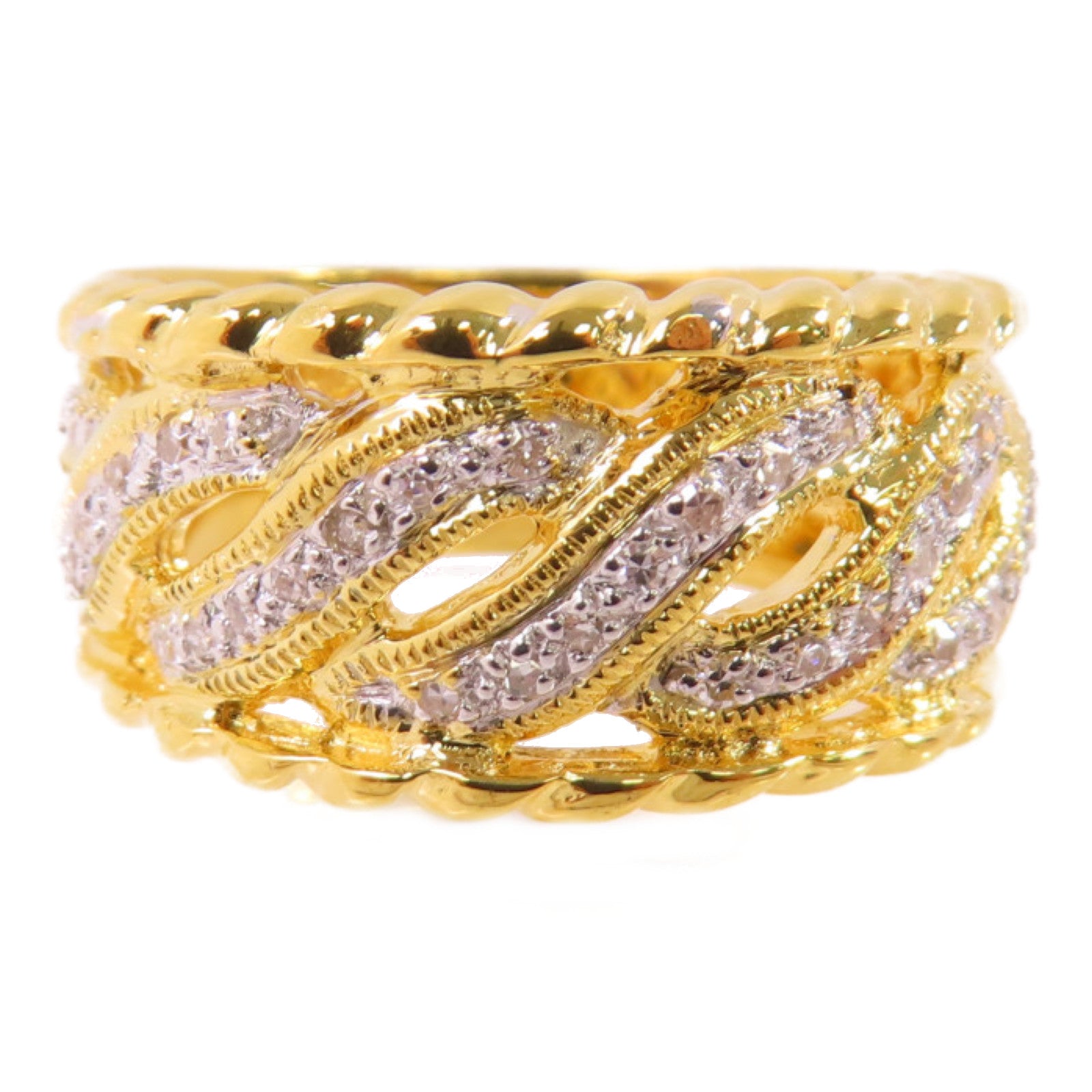 JEWELRY 18K黃金/0.22ct鑽石Diamond Ring戒指US#7.75