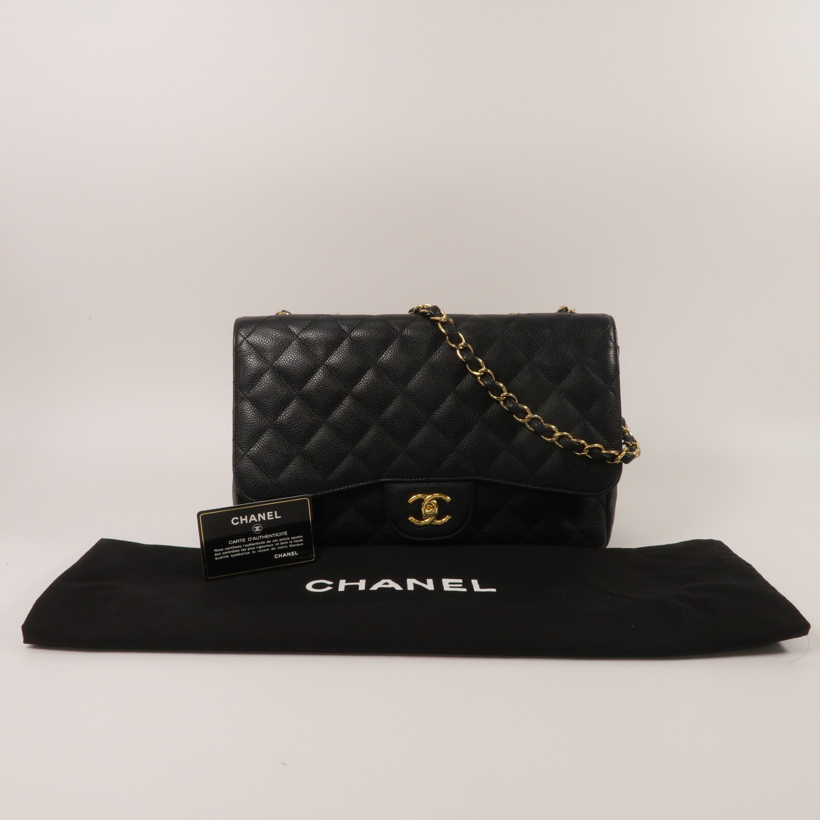 CHANEL 牛皮皮革Large Classic鏈帶肩背袋
